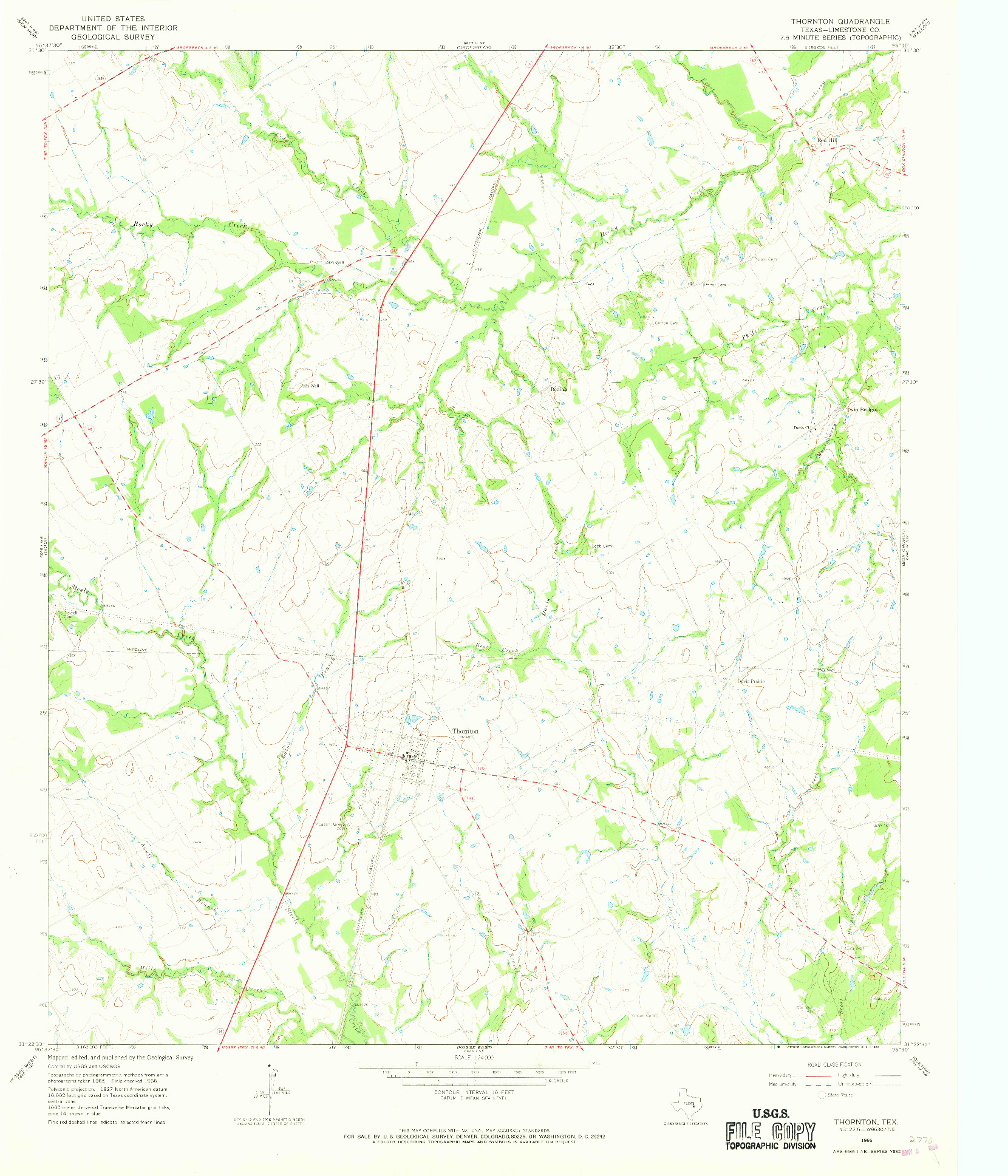 USGS 1:24000-SCALE QUADRANGLE FOR THORNTON, TX 1966