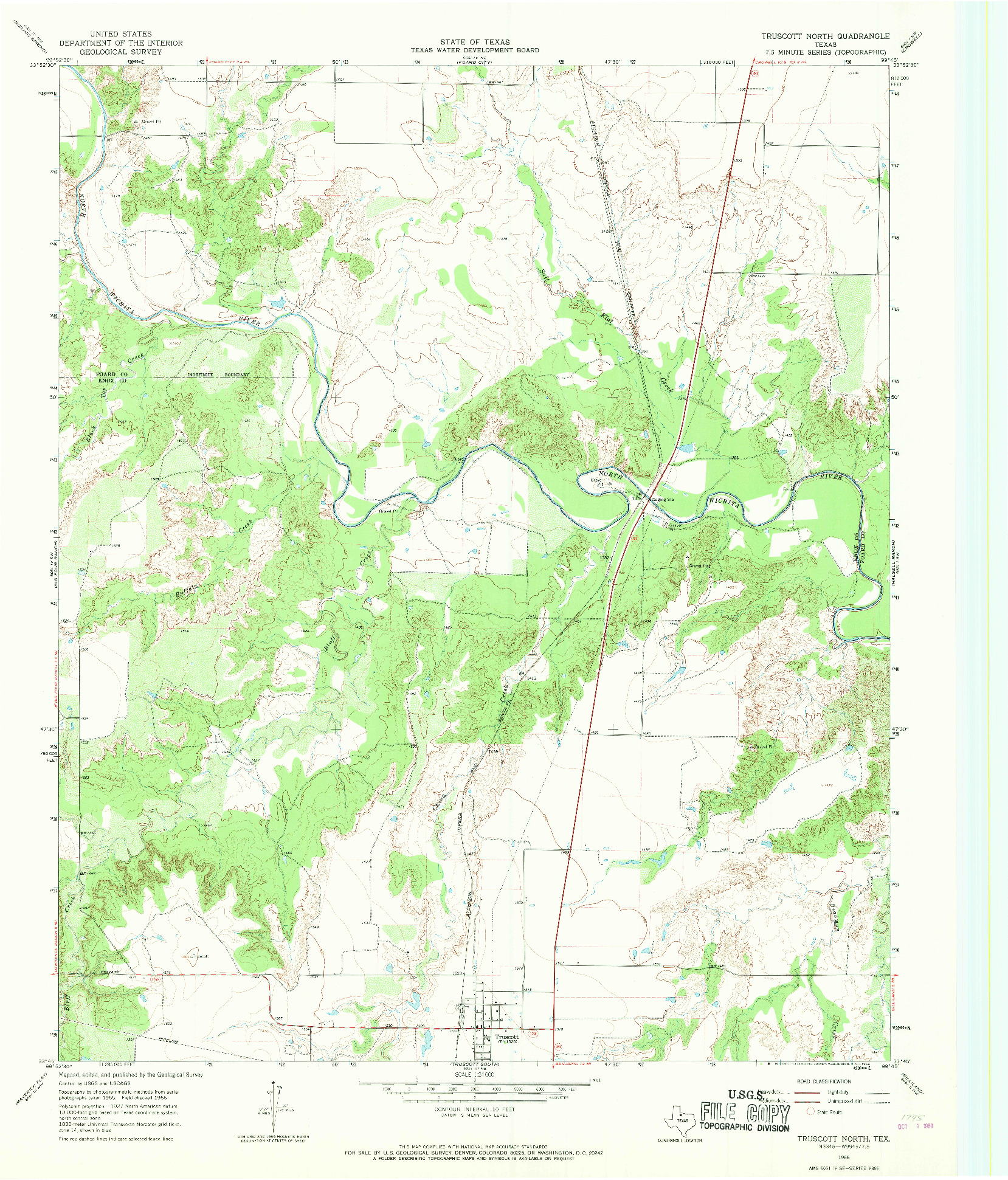 USGS 1:24000-SCALE QUADRANGLE FOR TRUSCOTT NORTH, TX 1966