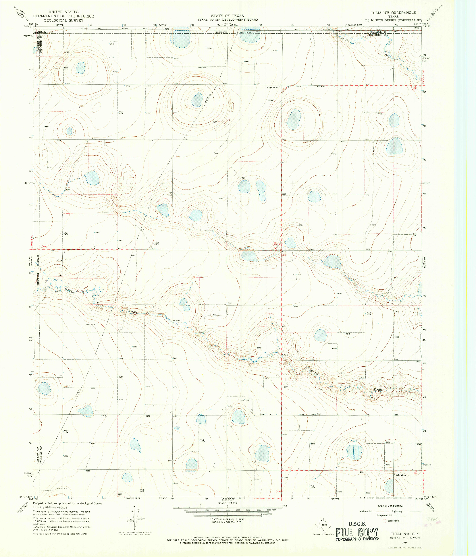 USGS 1:24000-SCALE QUADRANGLE FOR TULIA NW, TX 1966