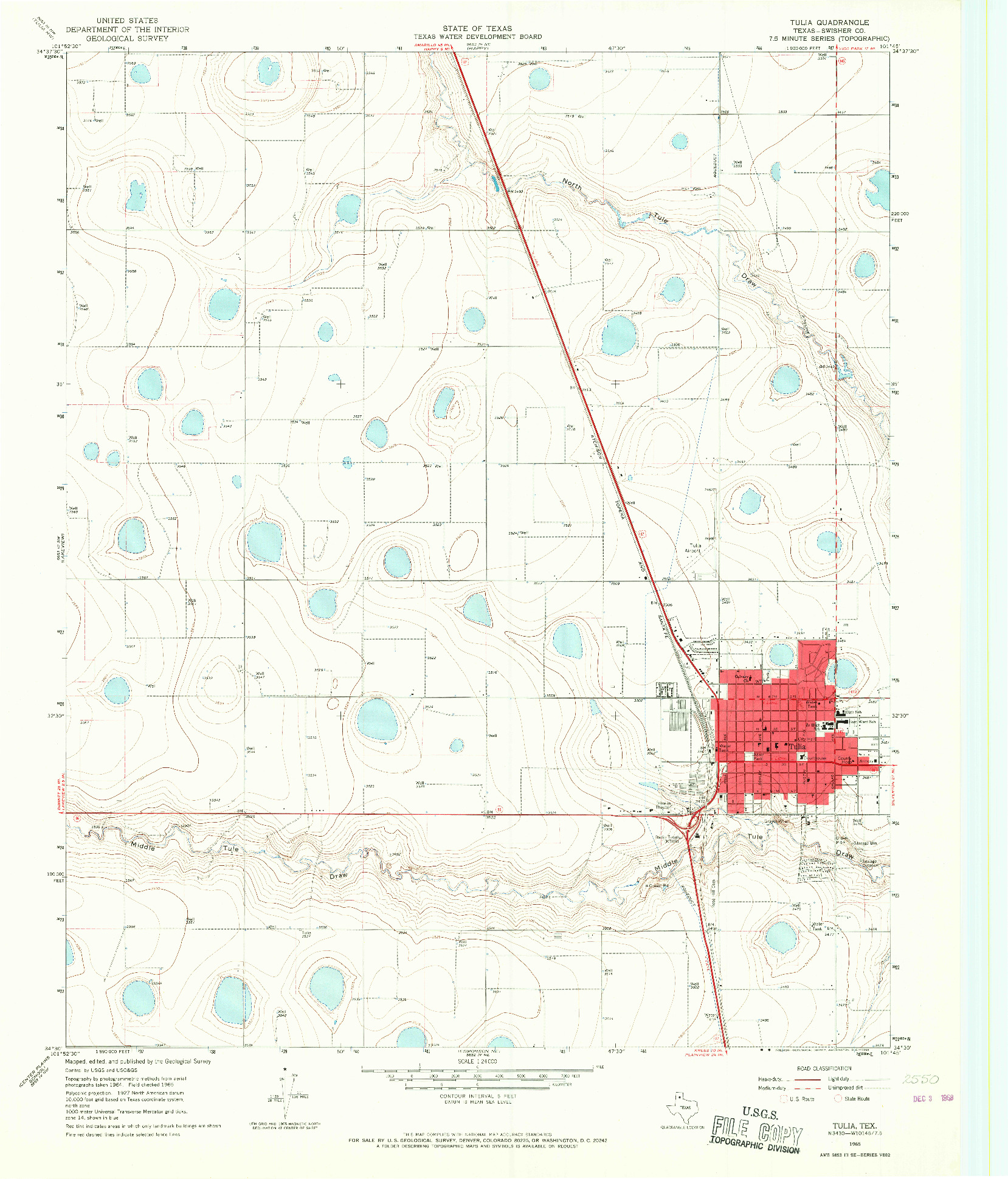 USGS 1:24000-SCALE QUADRANGLE FOR TULIA, TX 1965