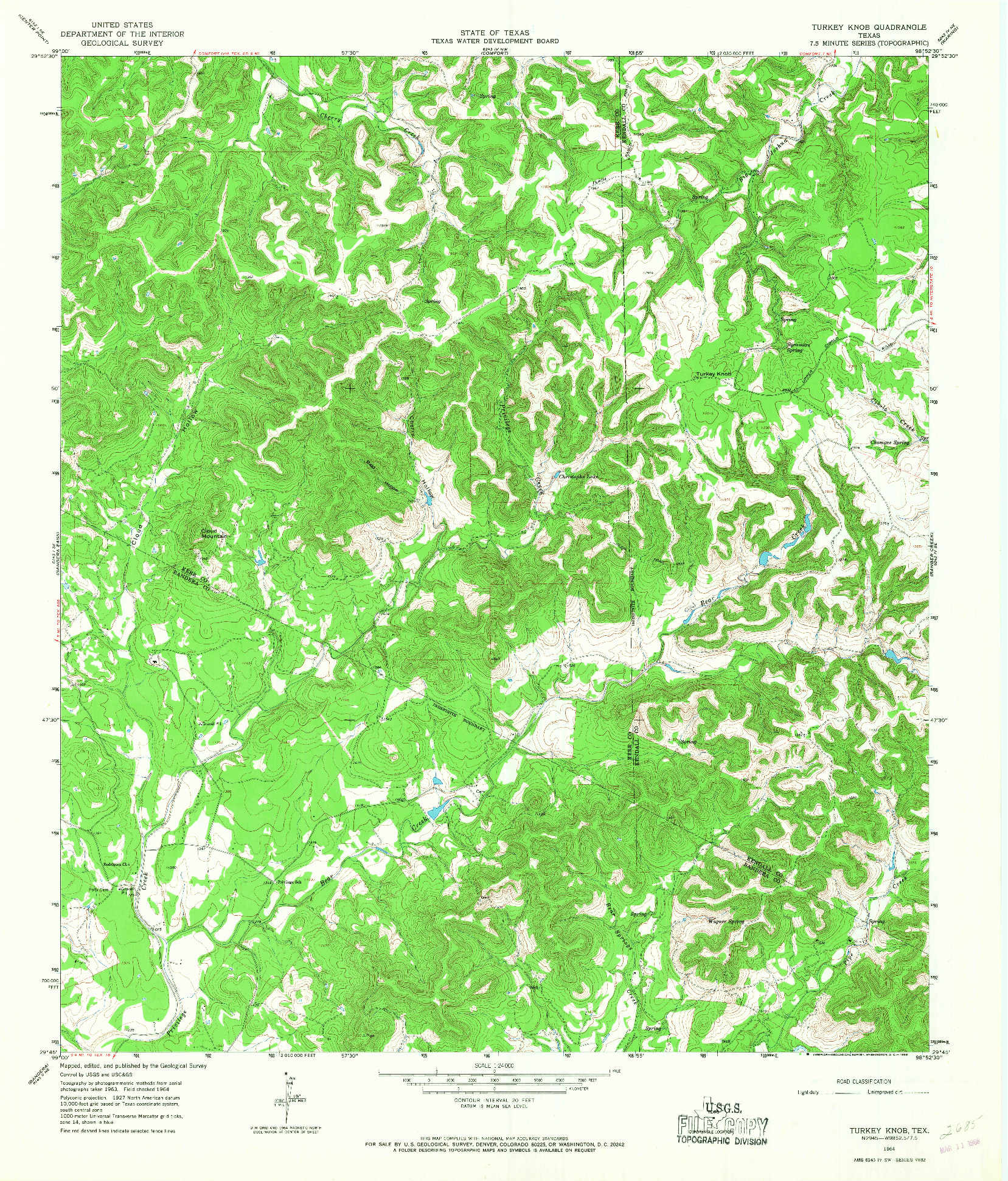 USGS 1:24000-SCALE QUADRANGLE FOR TURKEY KNOB, TX 1964