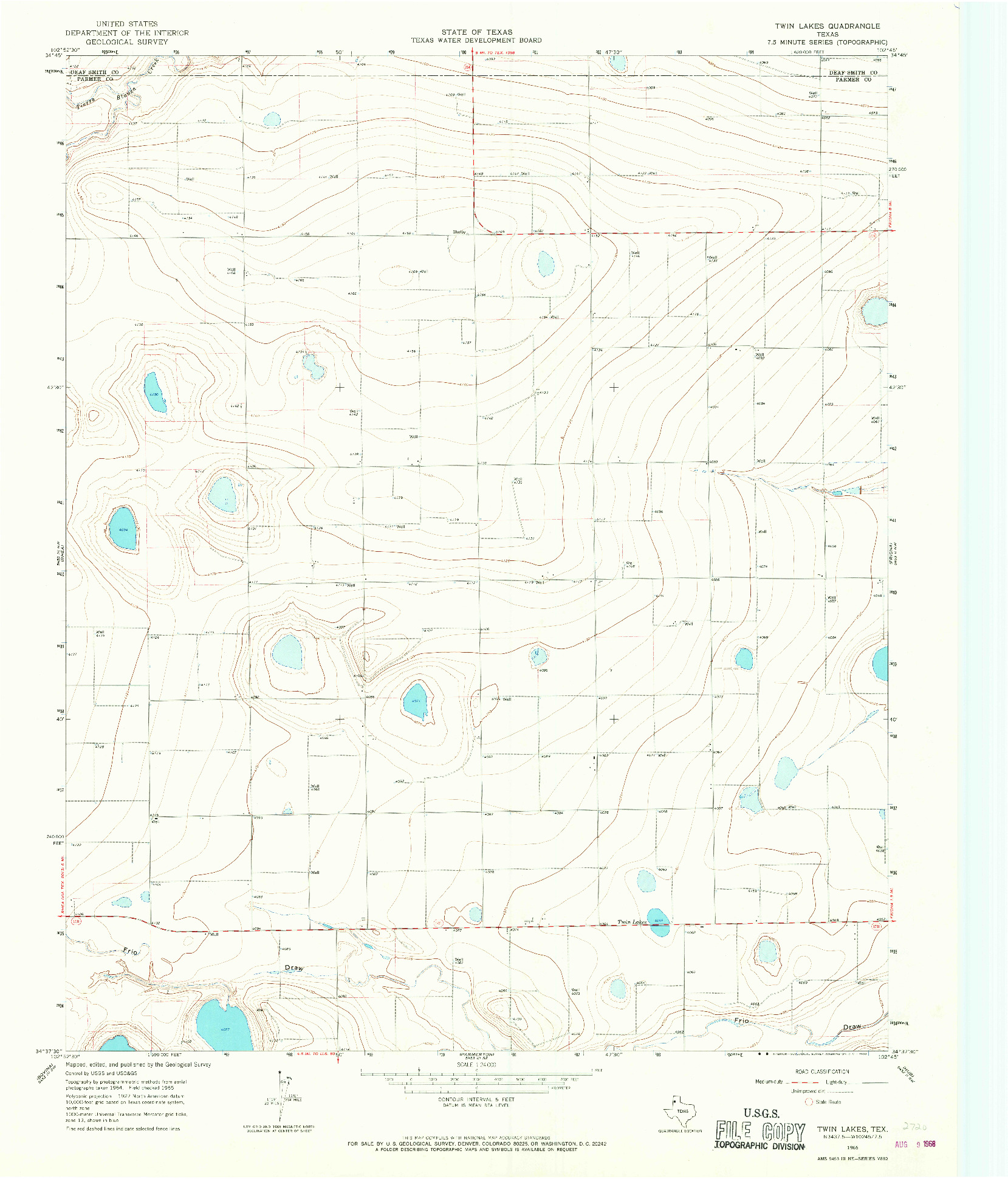 USGS 1:24000-SCALE QUADRANGLE FOR TWIN LAKES, TX 1965