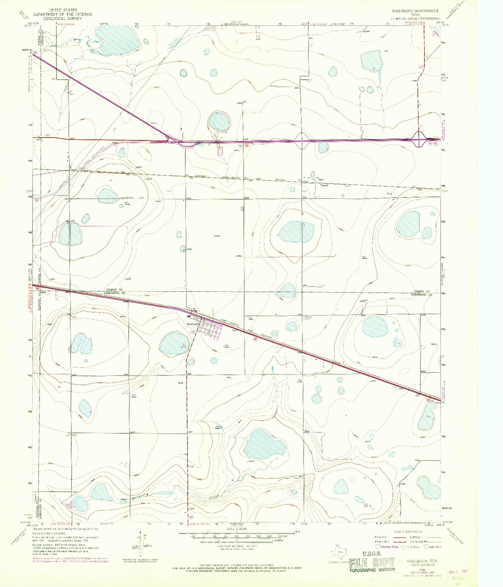 USGS 1:24000-SCALE QUADRANGLE FOR WASHBURN, TX 1956
