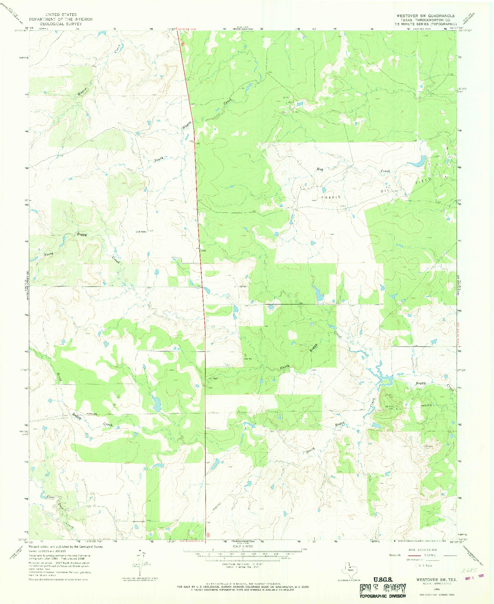 USGS 1:24000-SCALE QUADRANGLE FOR WESTOVER SW, TX 1966