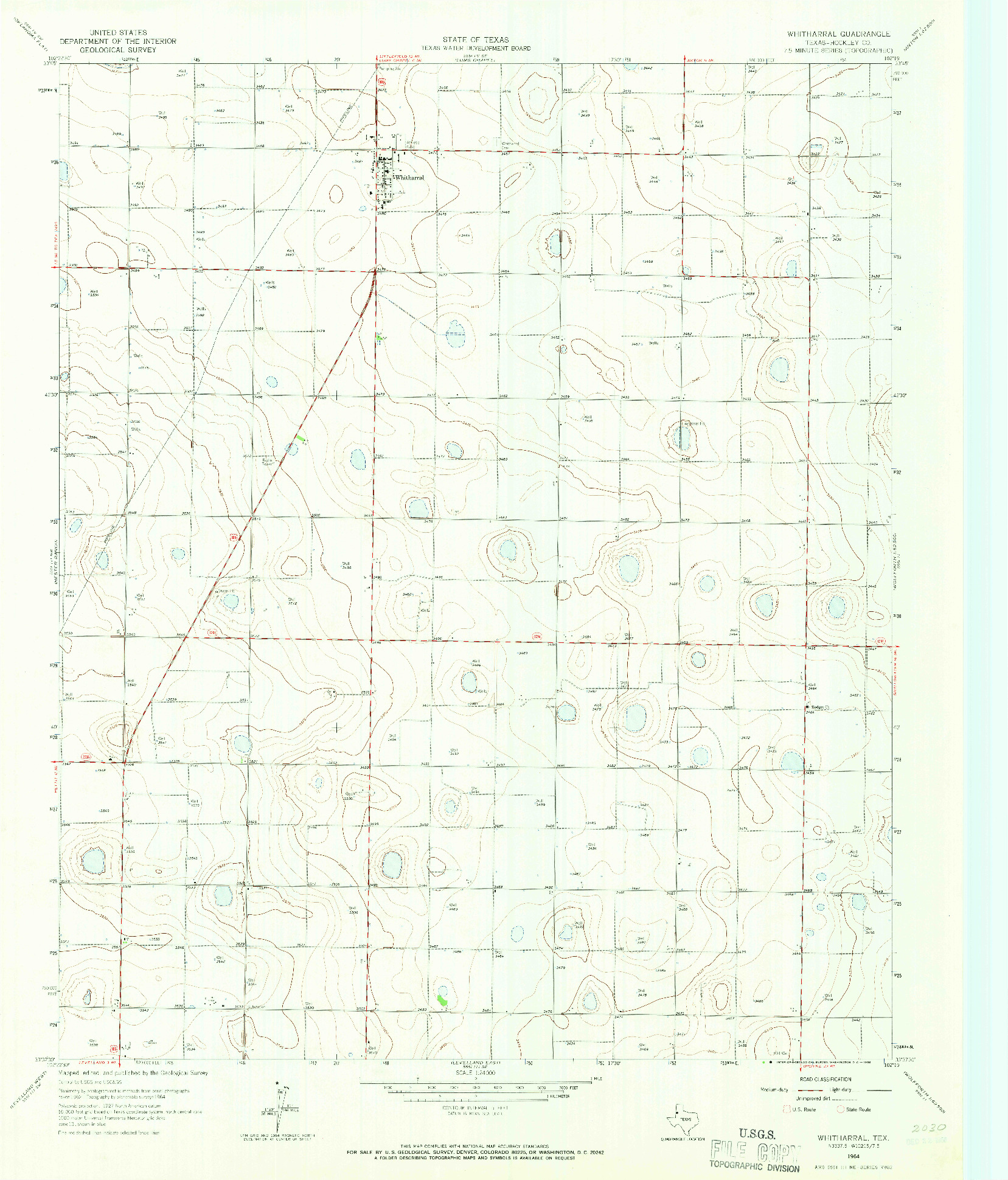 USGS 1:24000-SCALE QUADRANGLE FOR WHITHARRAL, TX 1964