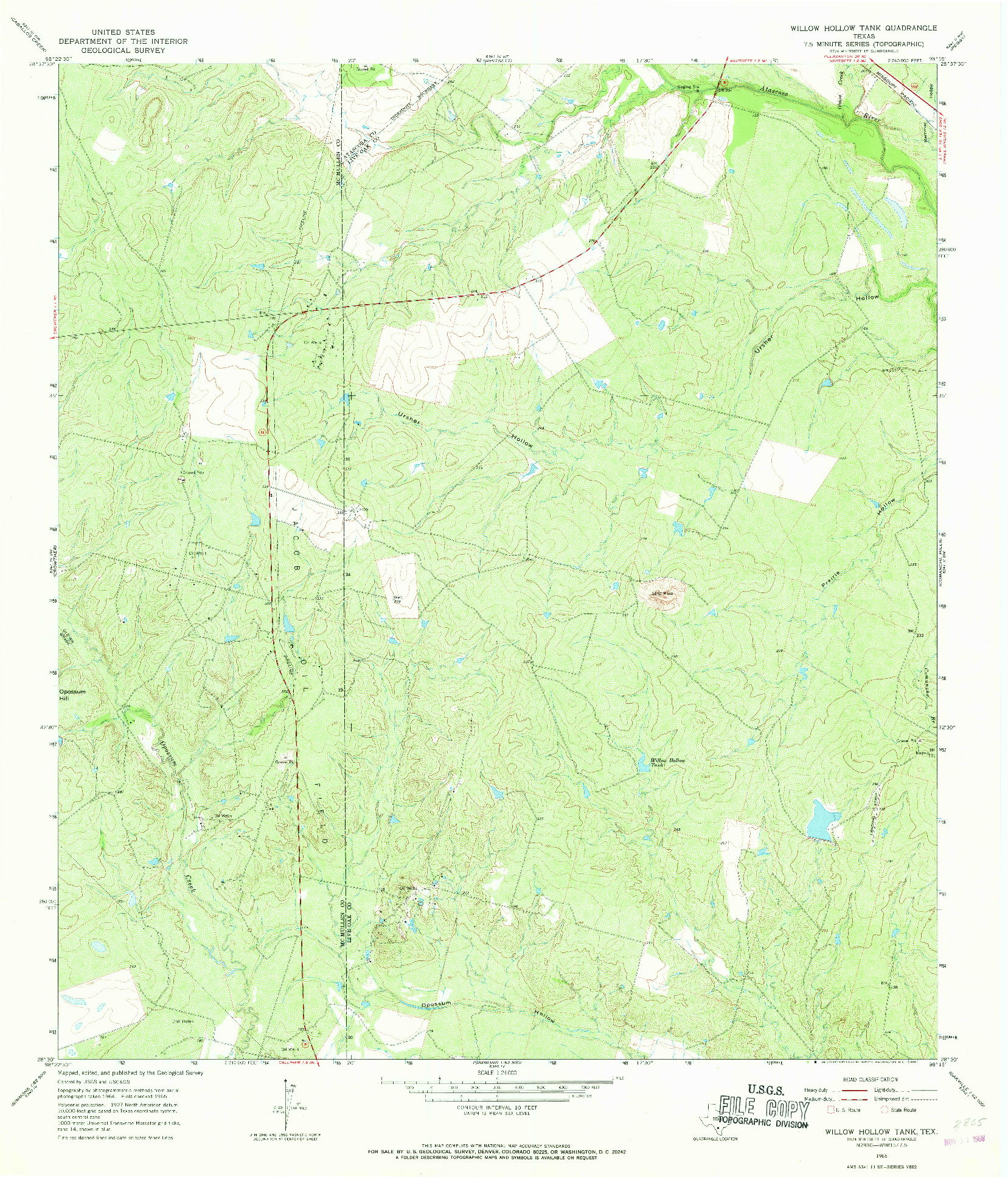 USGS 1:24000-SCALE QUADRANGLE FOR WILLOW HOLLOW TANK, TX 1965