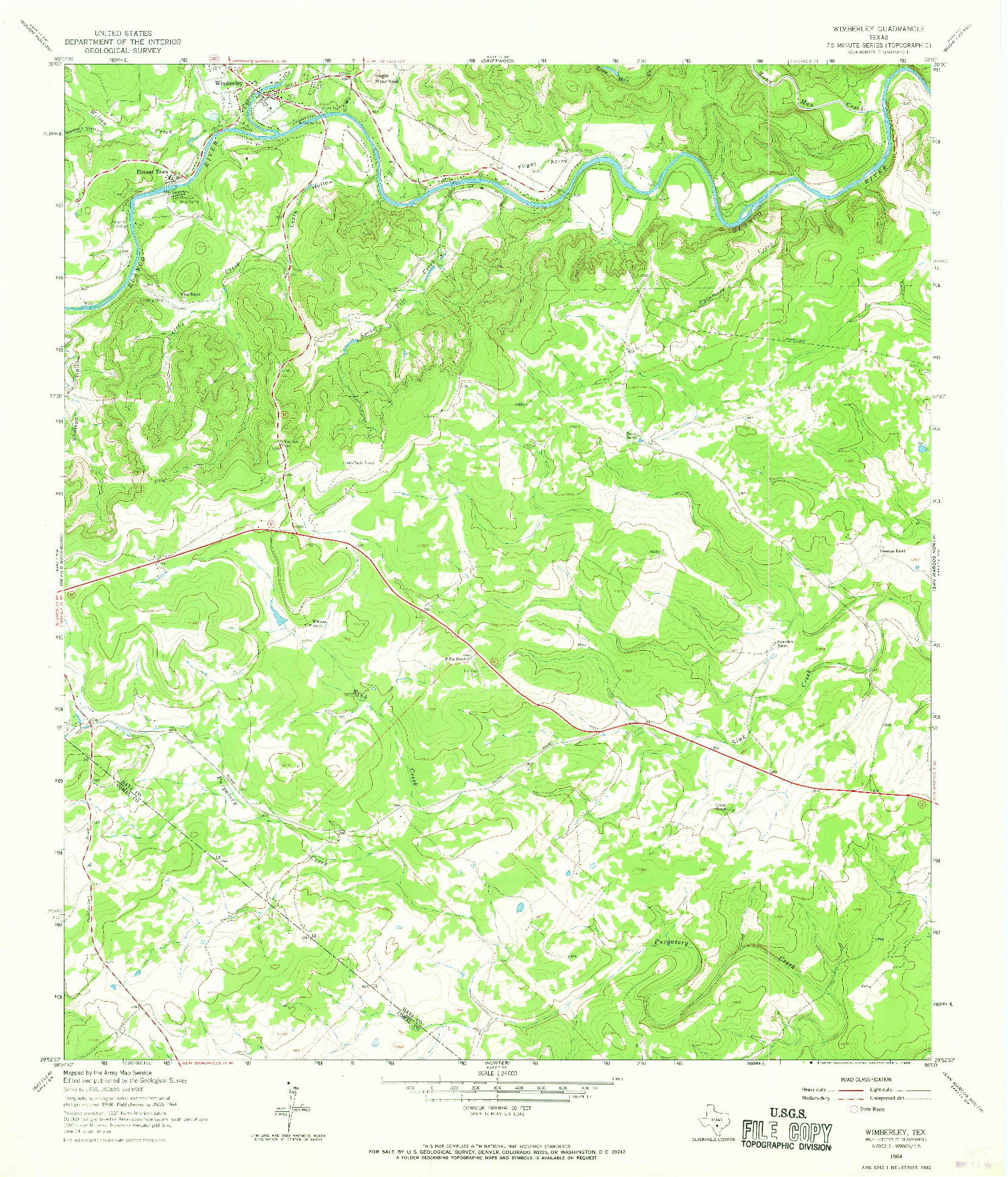 USGS 1:24000-SCALE QUADRANGLE FOR WIMBERLEY, TX 1964