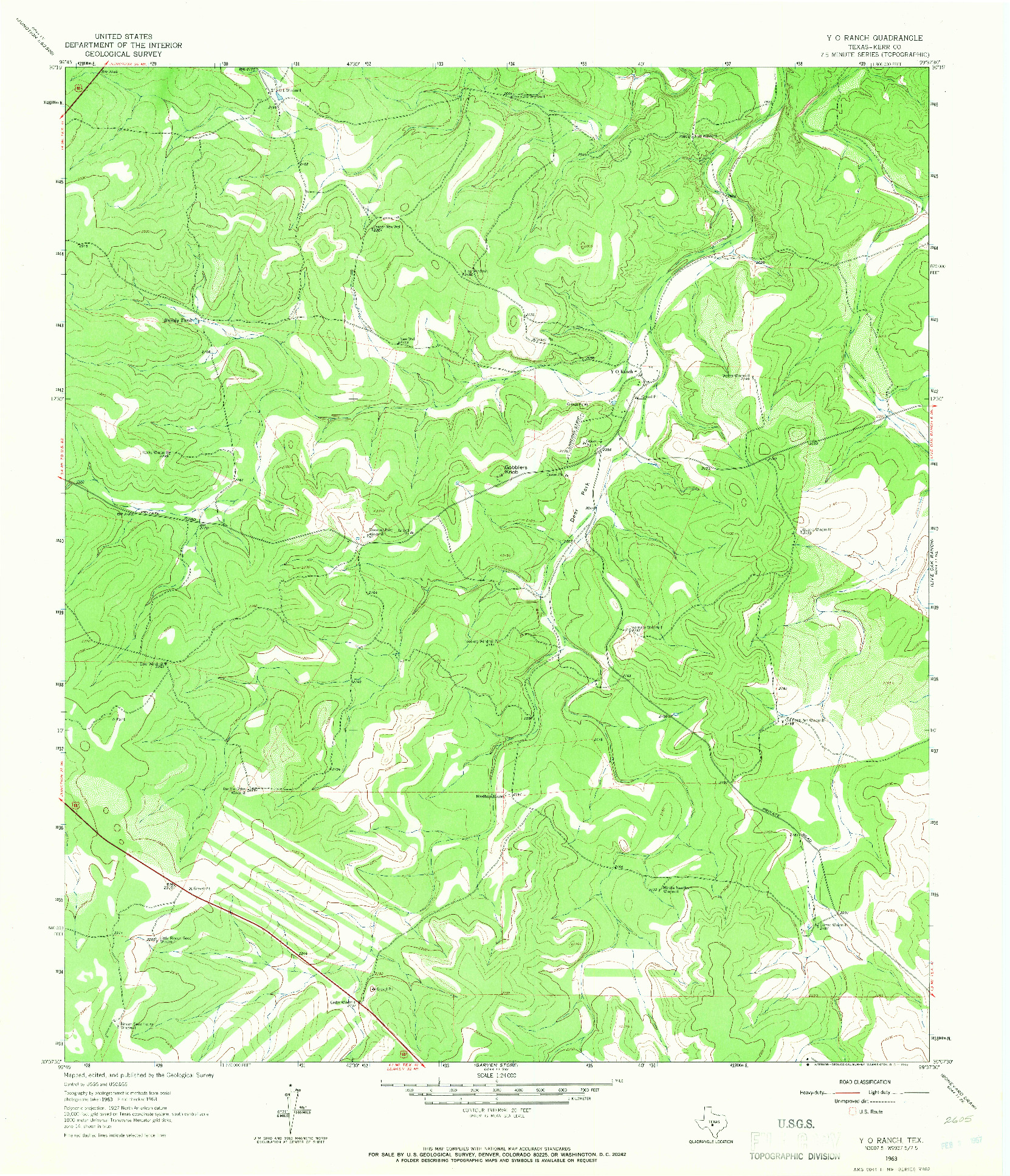 USGS 1:24000-SCALE QUADRANGLE FOR Y O RANCH, TX 1963