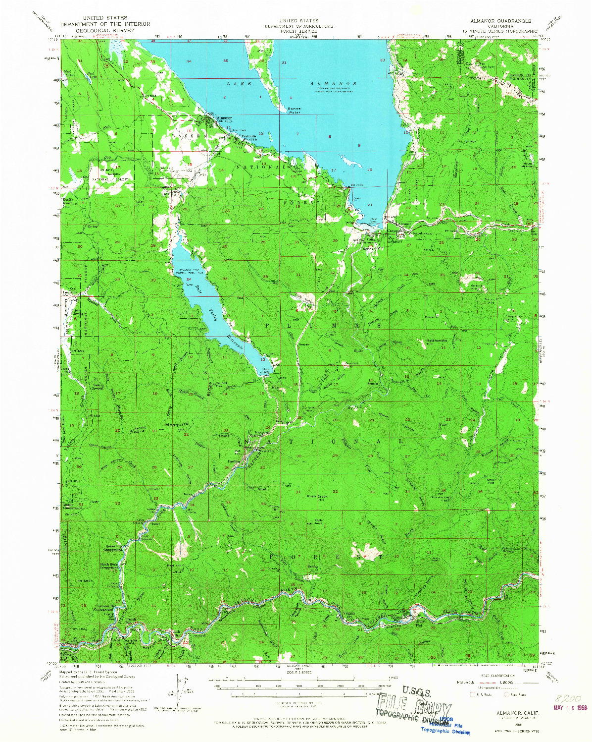 USGS 1:62500-SCALE QUADRANGLE FOR ALMANOR, CA 1955