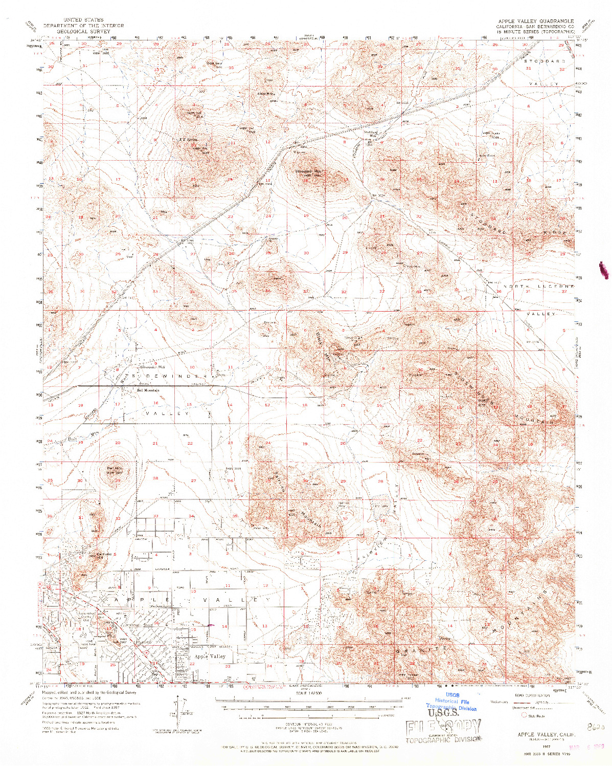 USGS 1:62500-SCALE QUADRANGLE FOR APPLE VALLEY, CA 1957