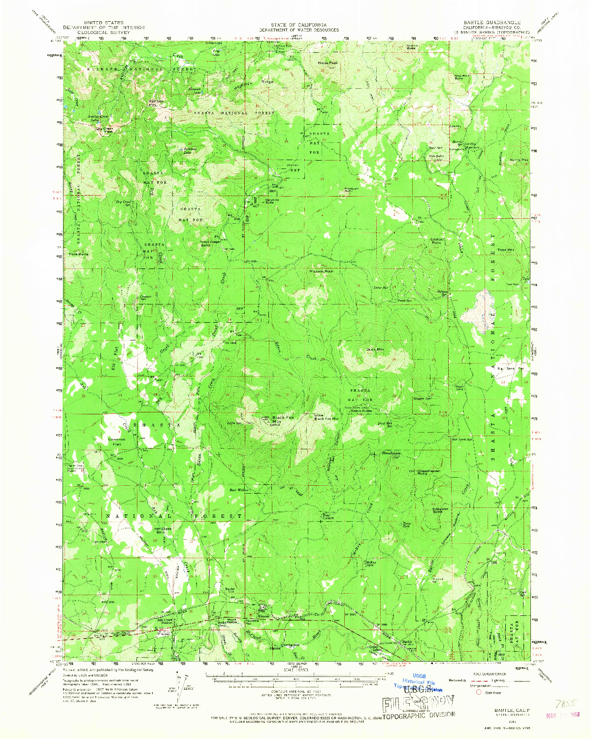 USGS 1:62500-SCALE QUADRANGLE FOR BARTLE, CA 1961