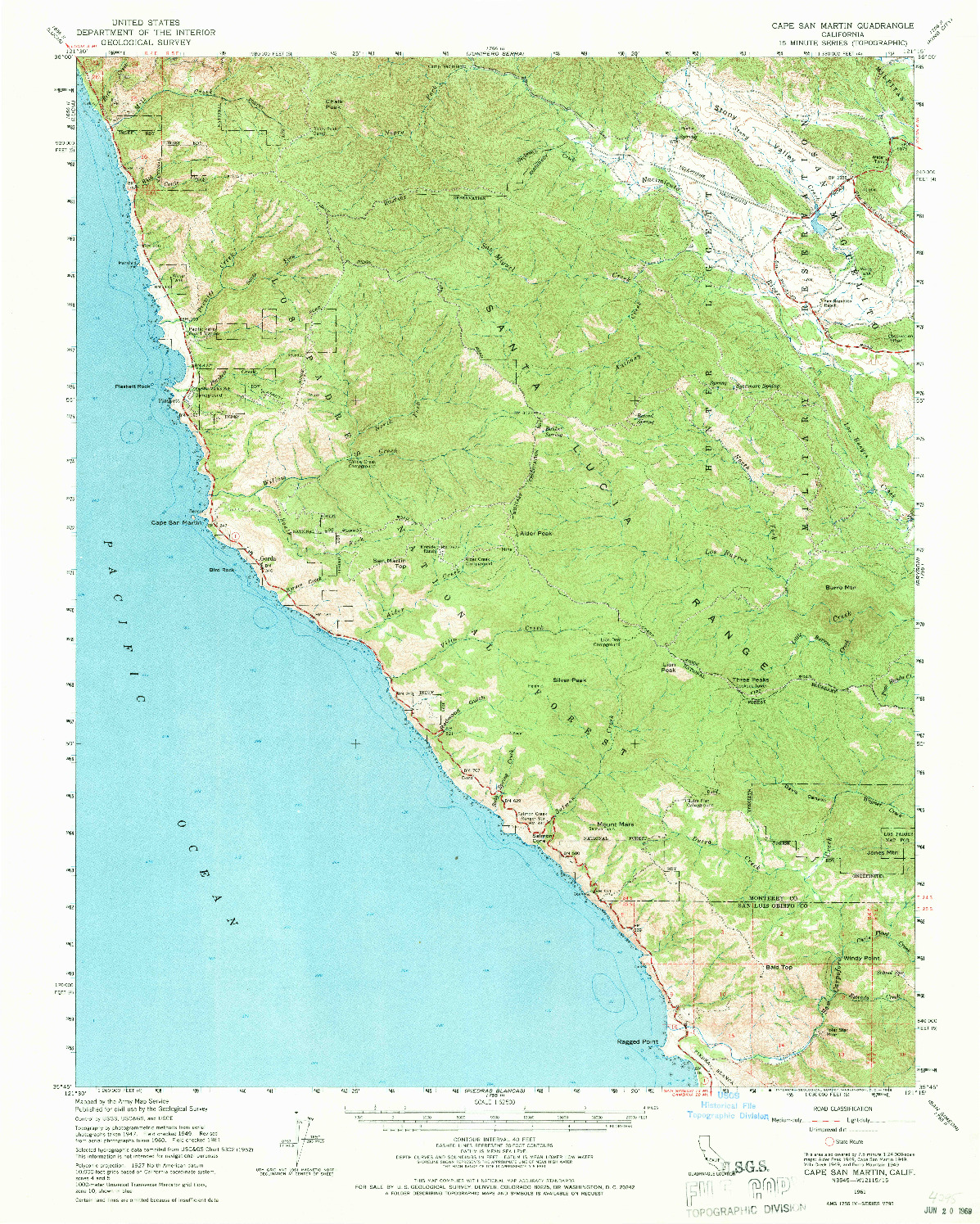 USGS 1:62500-SCALE QUADRANGLE FOR CAPE SAN MARTIN, CA 1961