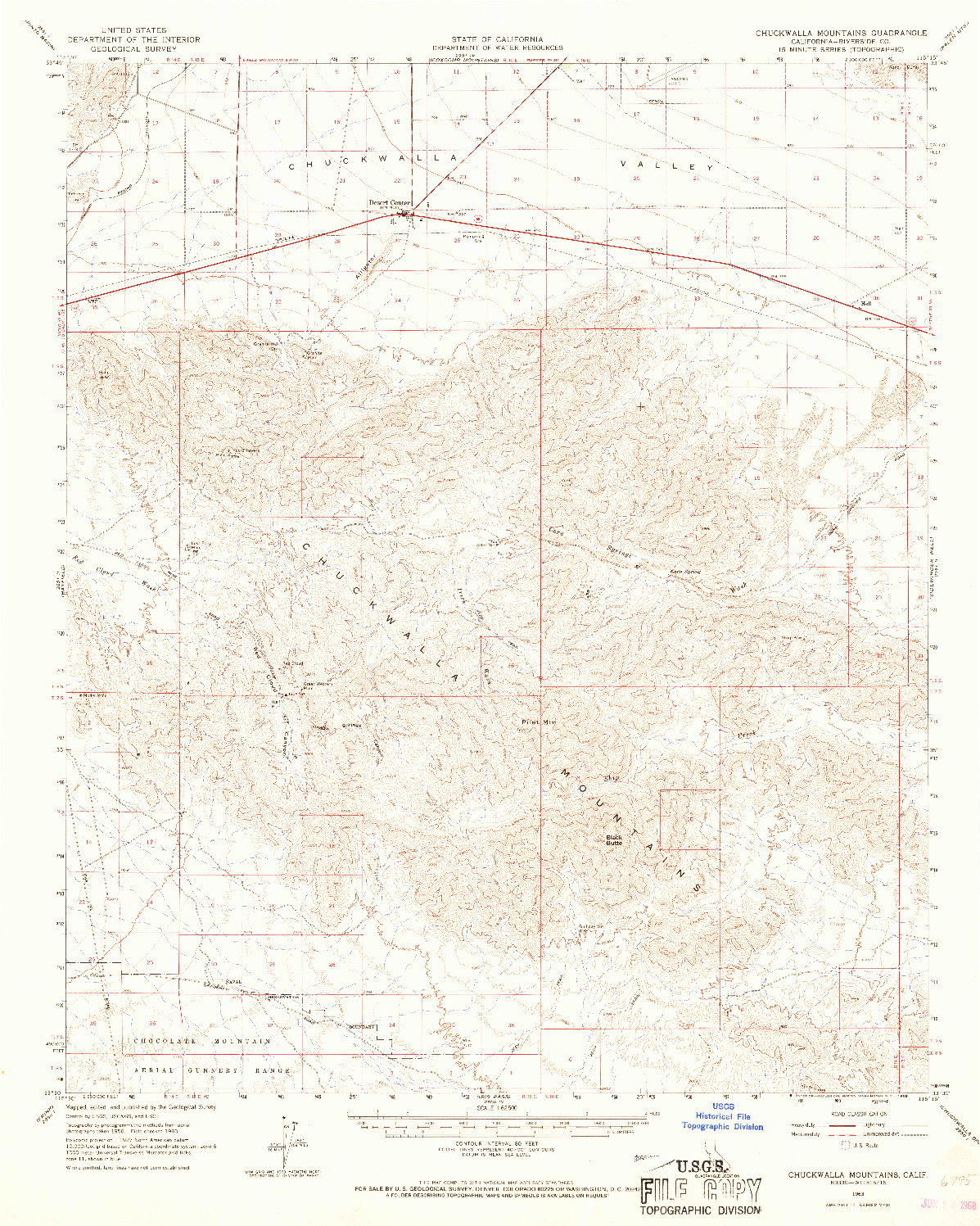 USGS 1:62500-SCALE QUADRANGLE FOR CHUCKWALLA MOUNTAINS, CA 1963