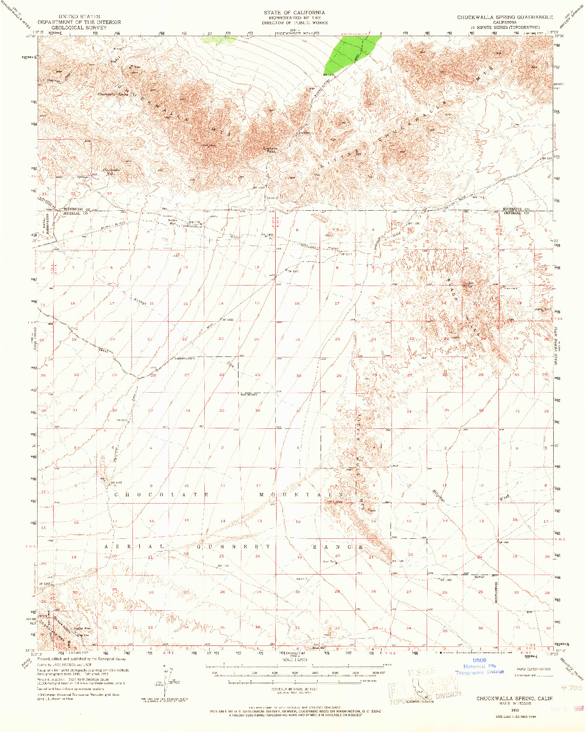 USGS 1:62500-SCALE QUADRANGLE FOR CHUCKWALLA SPRING, CA 1953