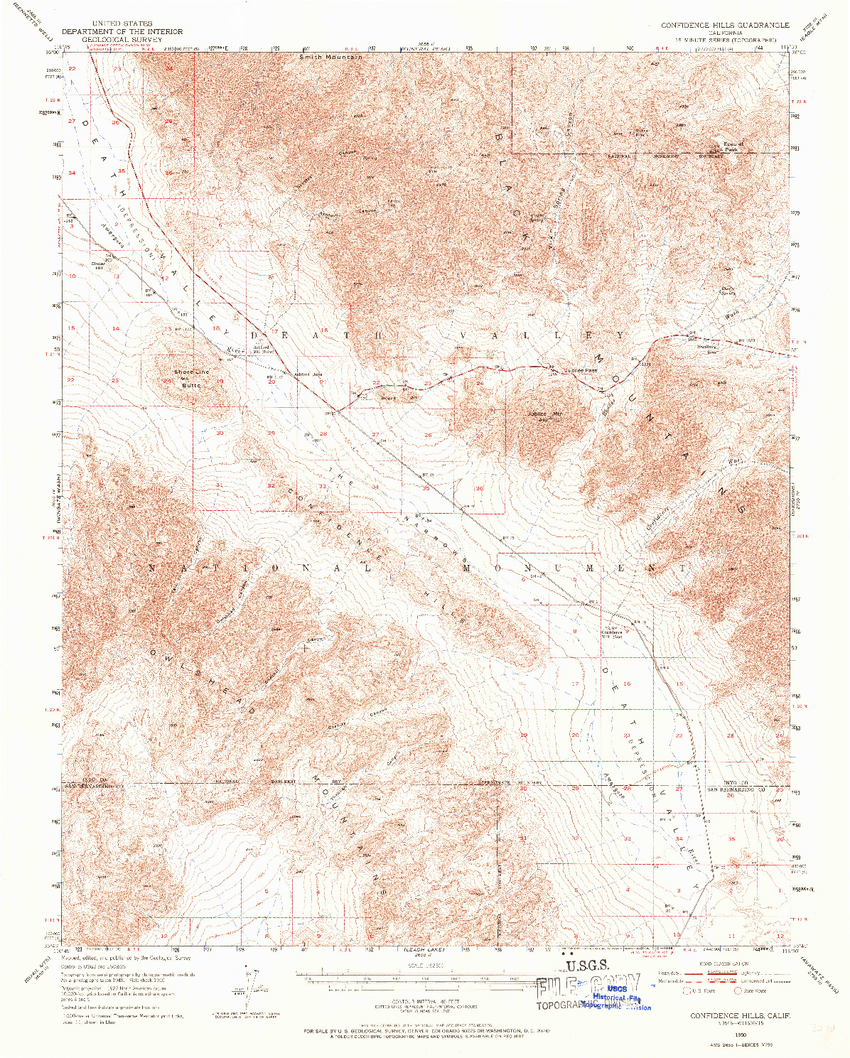 USGS 1:62500-SCALE QUADRANGLE FOR CONFIDENCE HILLS, CA 1950