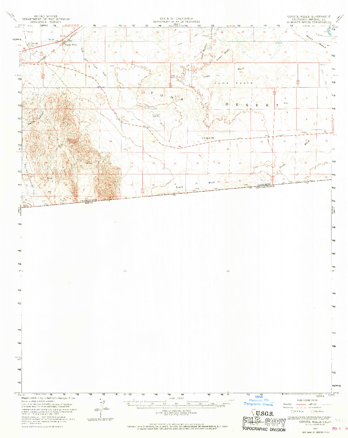 USGS 1:62500-SCALE QUADRANGLE FOR COYOTE WELLS, CA 1957