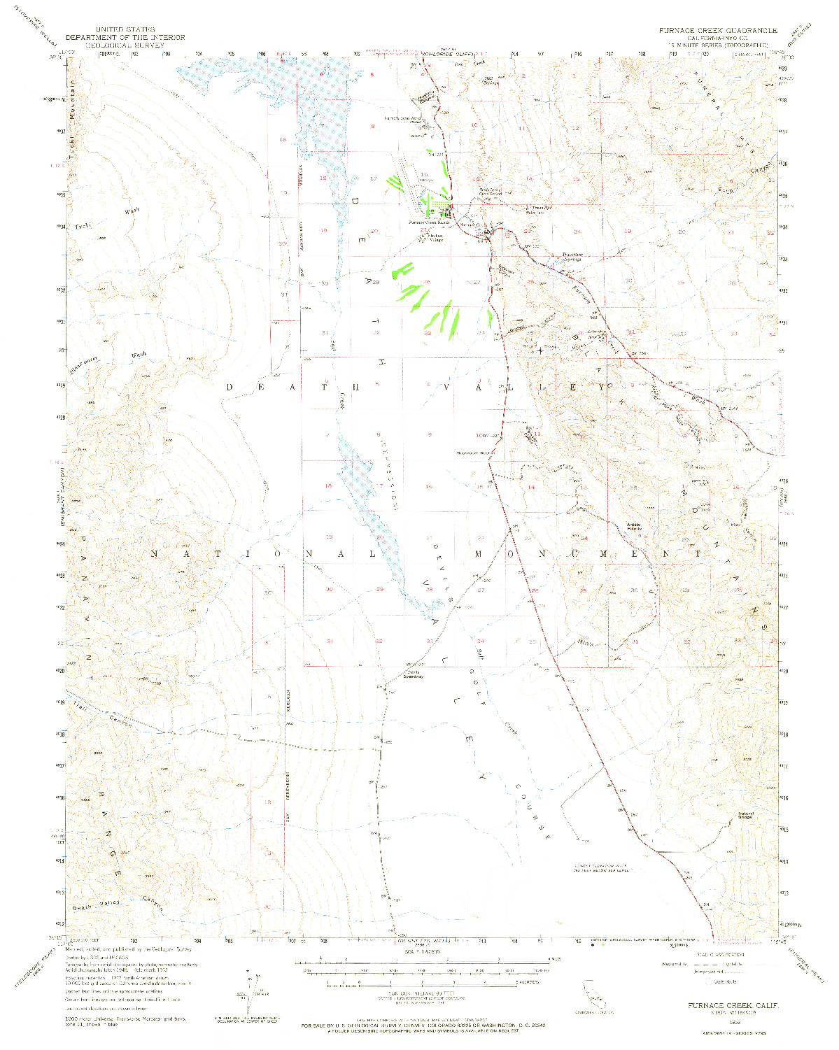 USGS 1:62500-SCALE QUADRANGLE FOR FURNACE CREEK, CA 1952