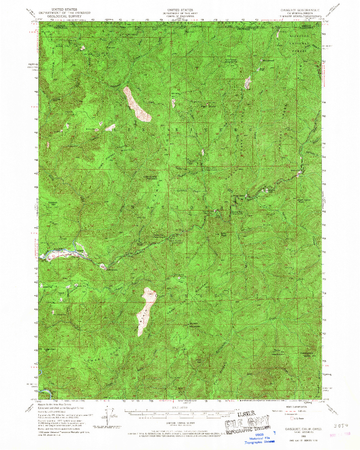 USGS 1:62500-SCALE QUADRANGLE FOR GASQUET, CA 1951