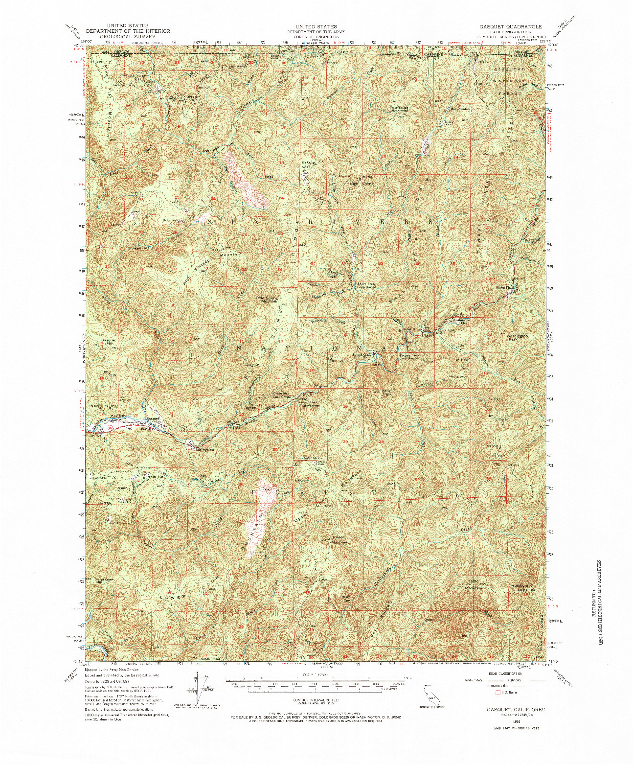 USGS 1:62500-SCALE QUADRANGLE FOR GASQUET, CA 1951