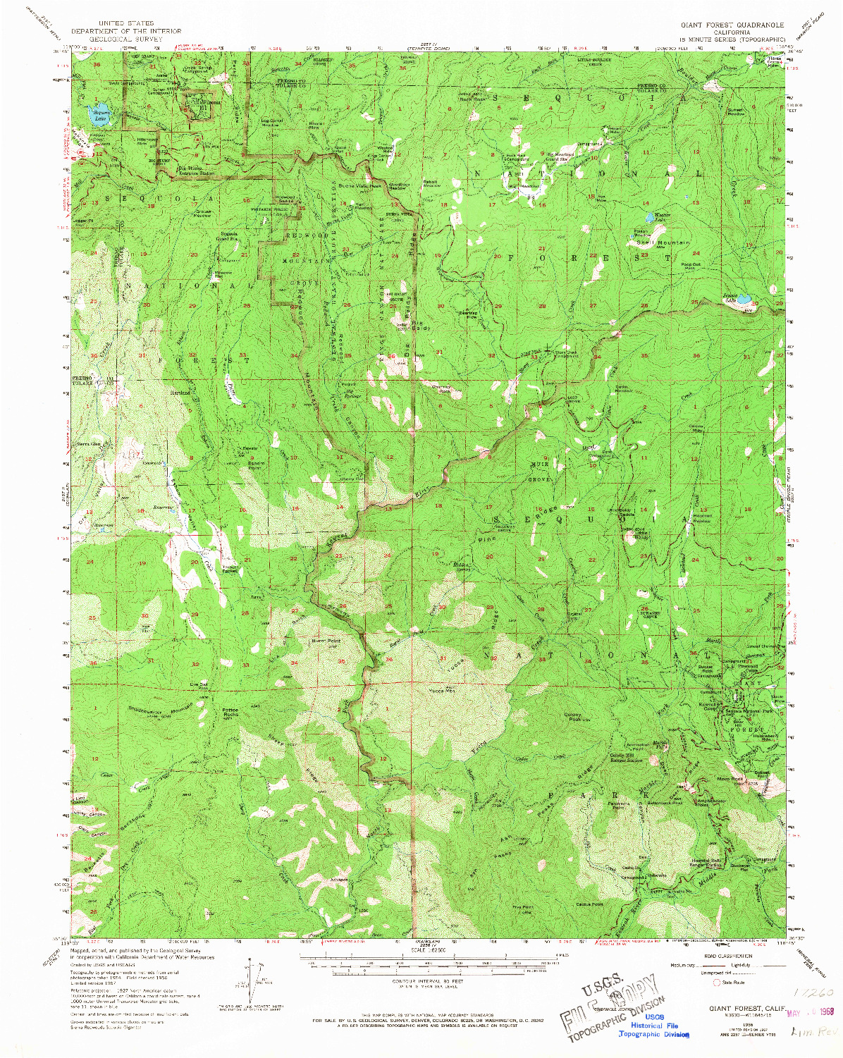 USGS 1:62500-SCALE QUADRANGLE FOR GIANT FOREST, CA 1956