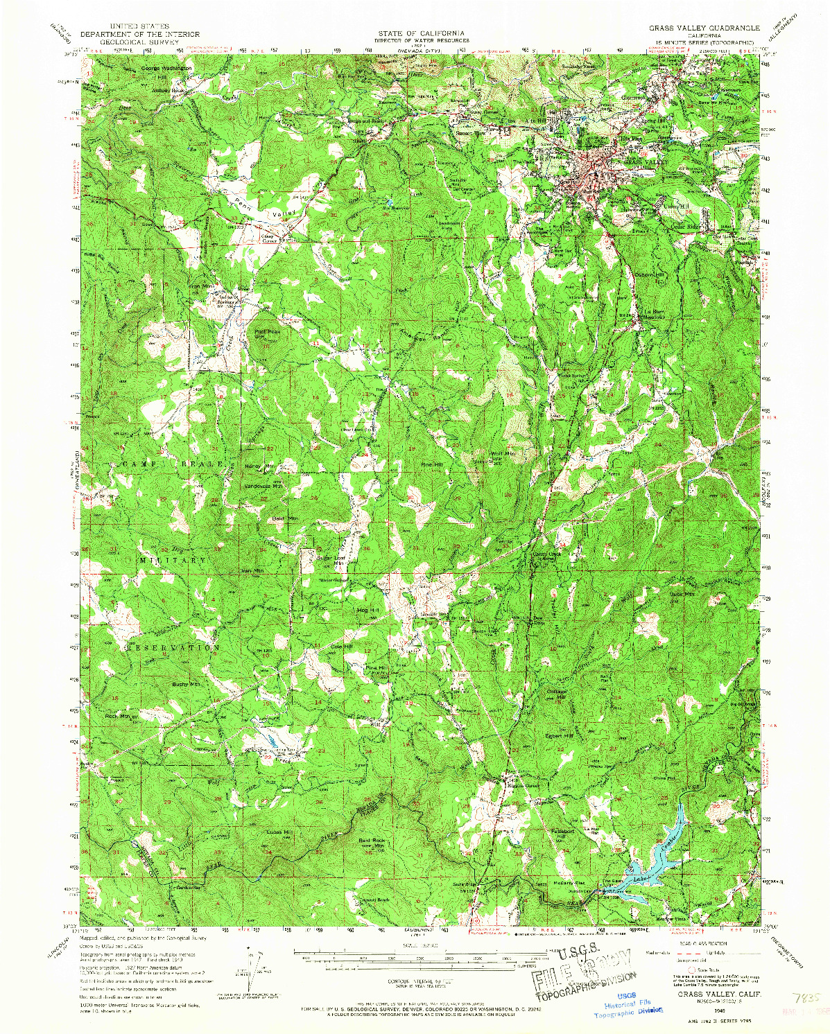 USGS 1:62500-SCALE QUADRANGLE FOR GRASS VALLEY, CA 1949