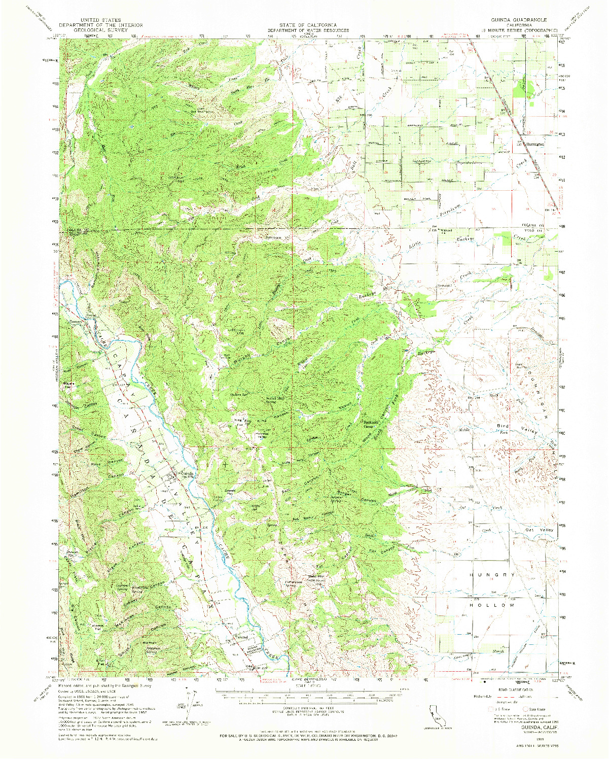 USGS 1:62500-SCALE QUADRANGLE FOR GUINDA, CA 1959