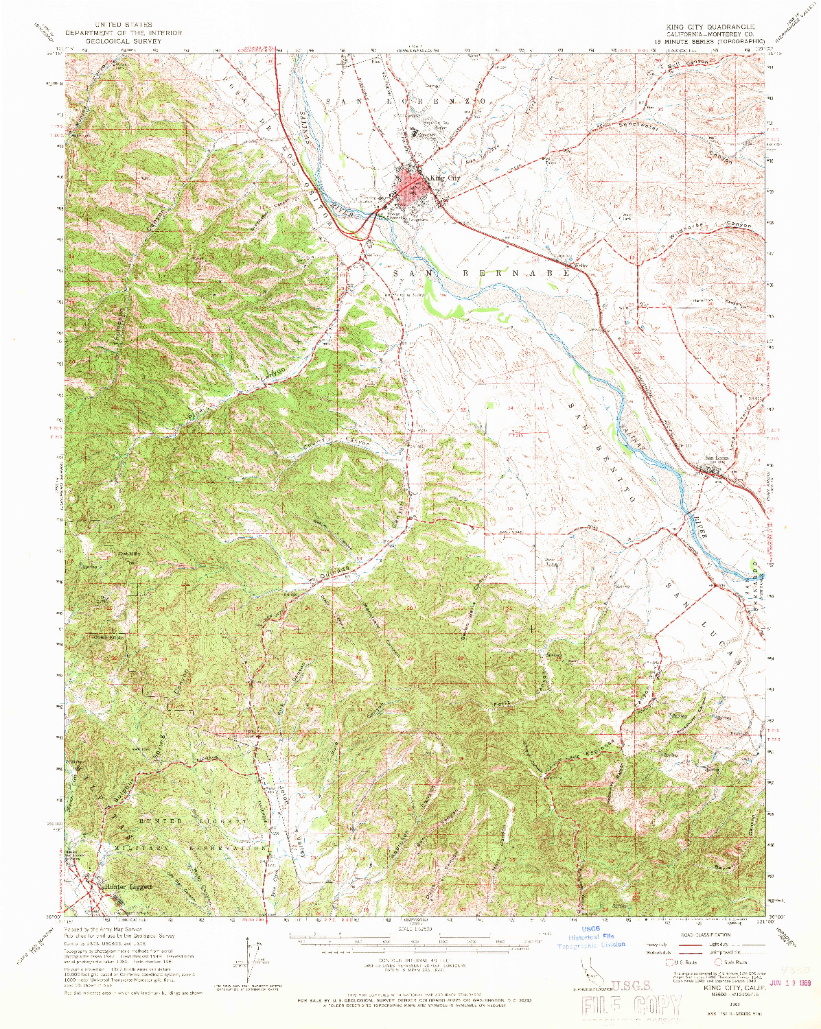 USGS 1:62500-SCALE QUADRANGLE FOR KING CITY, CA 1961