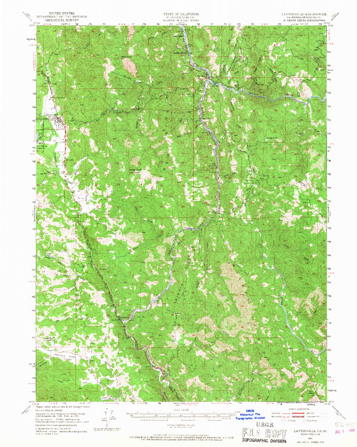 USGS 1:62500-SCALE QUADRANGLE FOR LAYTONVILLE, CA 1951