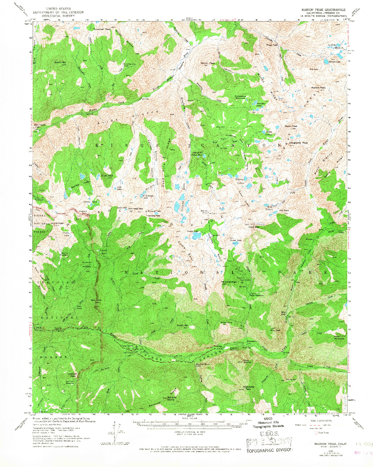 USGS 1:62500-SCALE QUADRANGLE FOR MARION PEAK, CA 1967