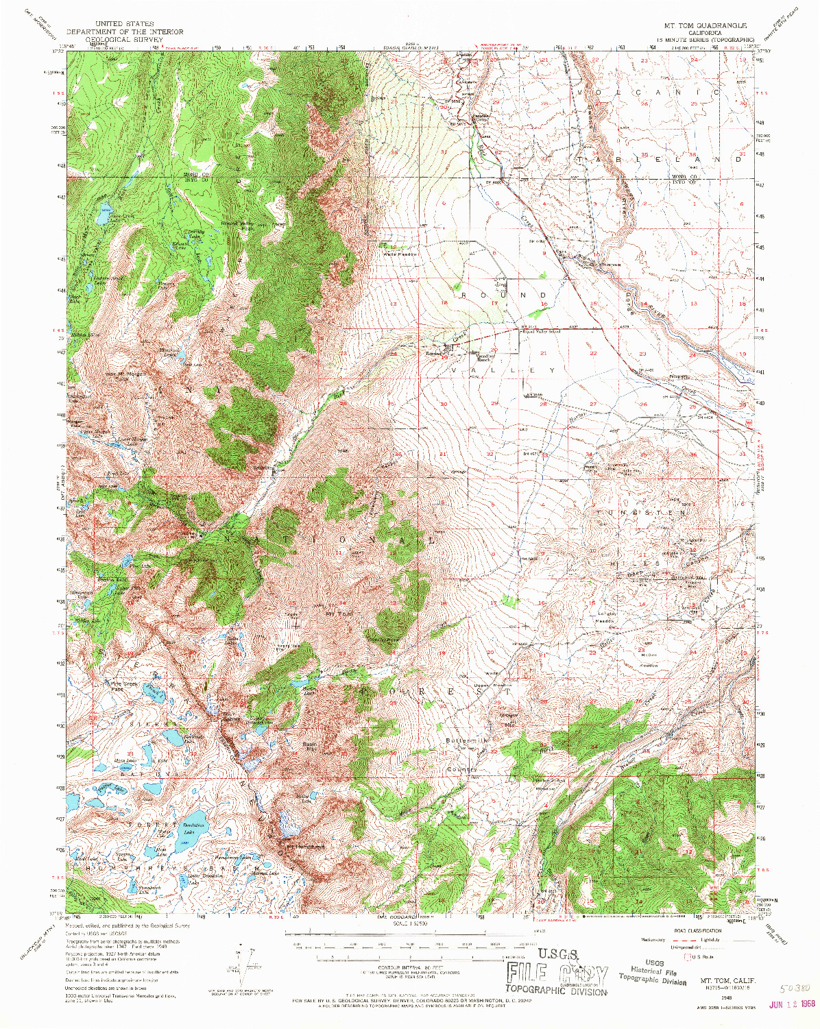 USGS 1:62500-SCALE QUADRANGLE FOR MT. TOM, CA 1949