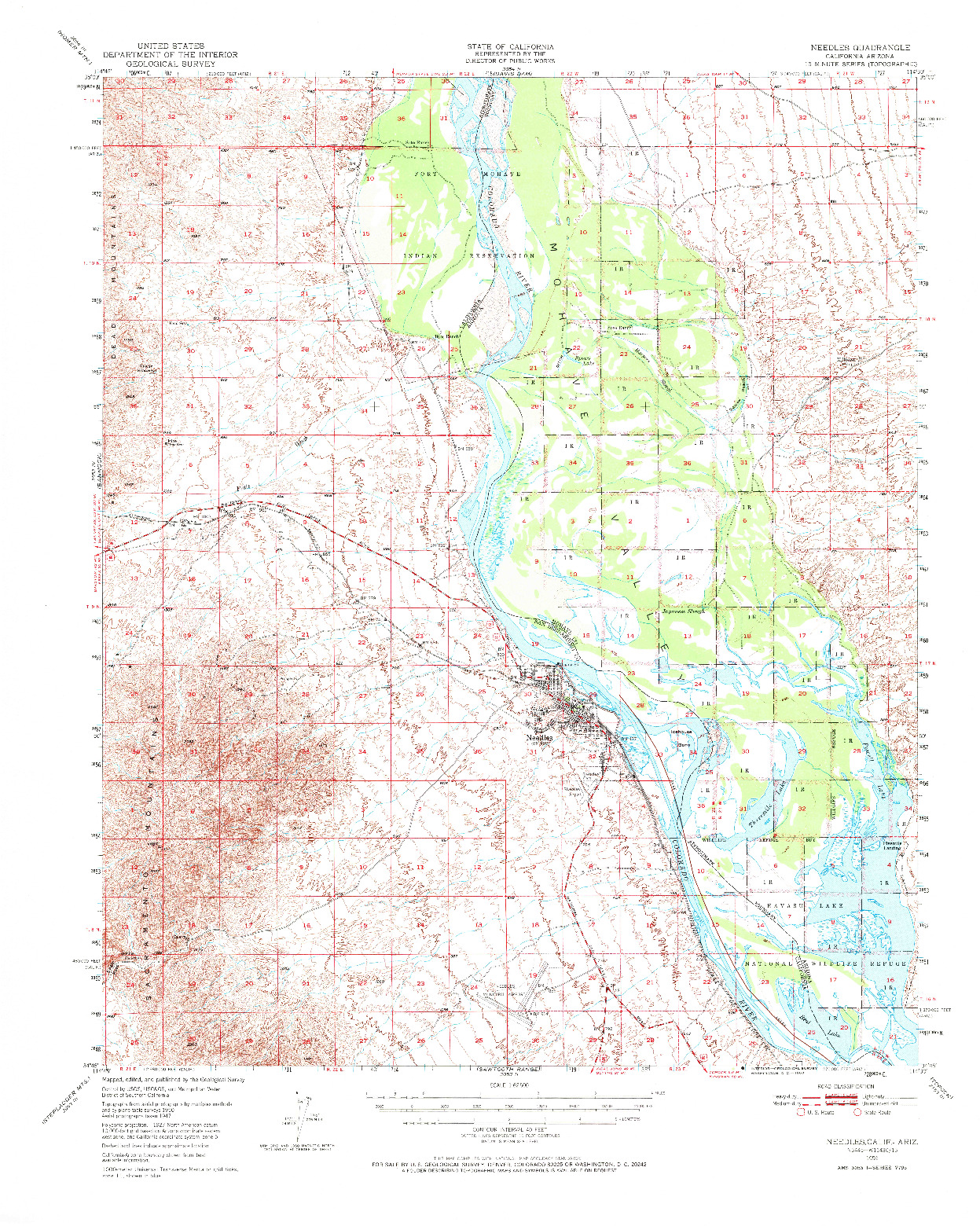 USGS 1:62500-SCALE QUADRANGLE FOR NEEDLES, CA 1950