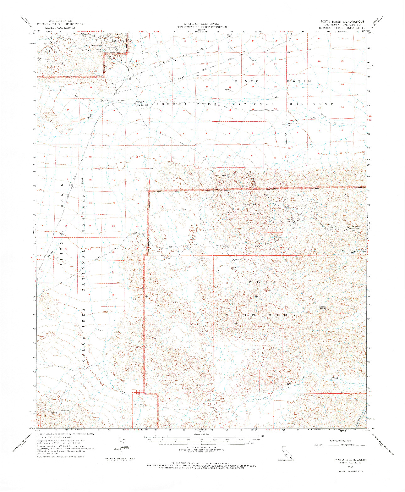 USGS 1:62500-SCALE QUADRANGLE FOR PINTO BASIN, CA 1963