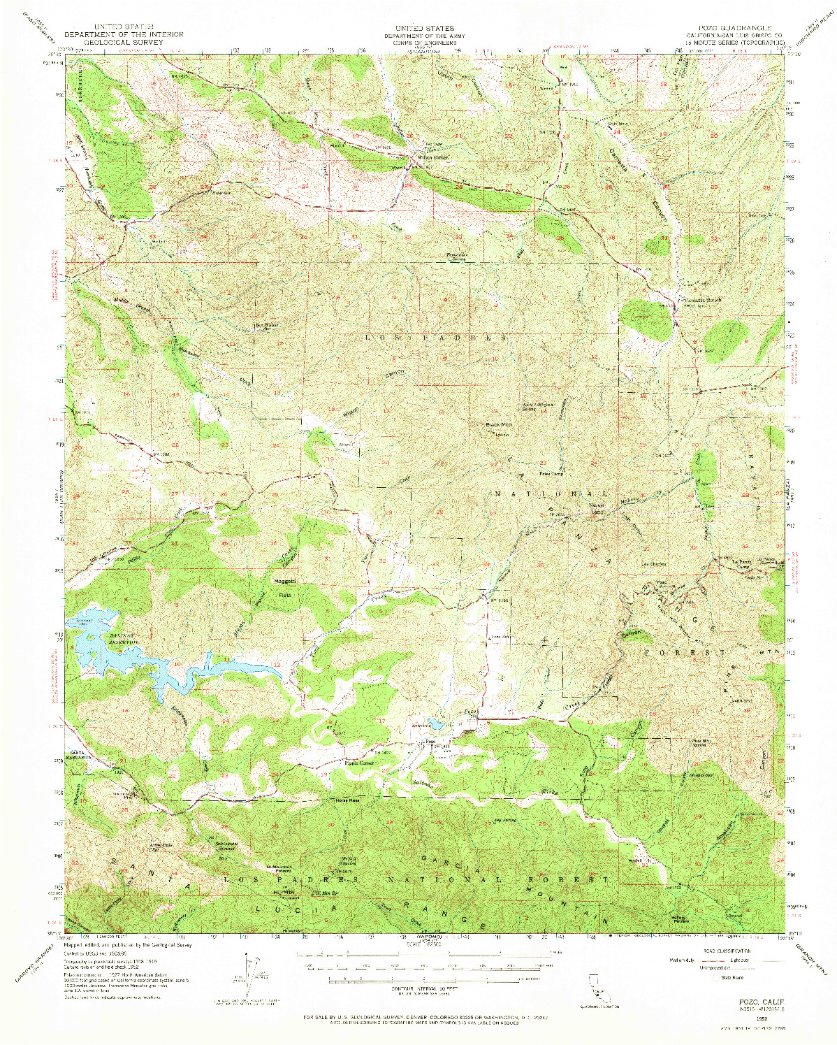 USGS 1:62500-SCALE QUADRANGLE FOR POZO, CA 1952