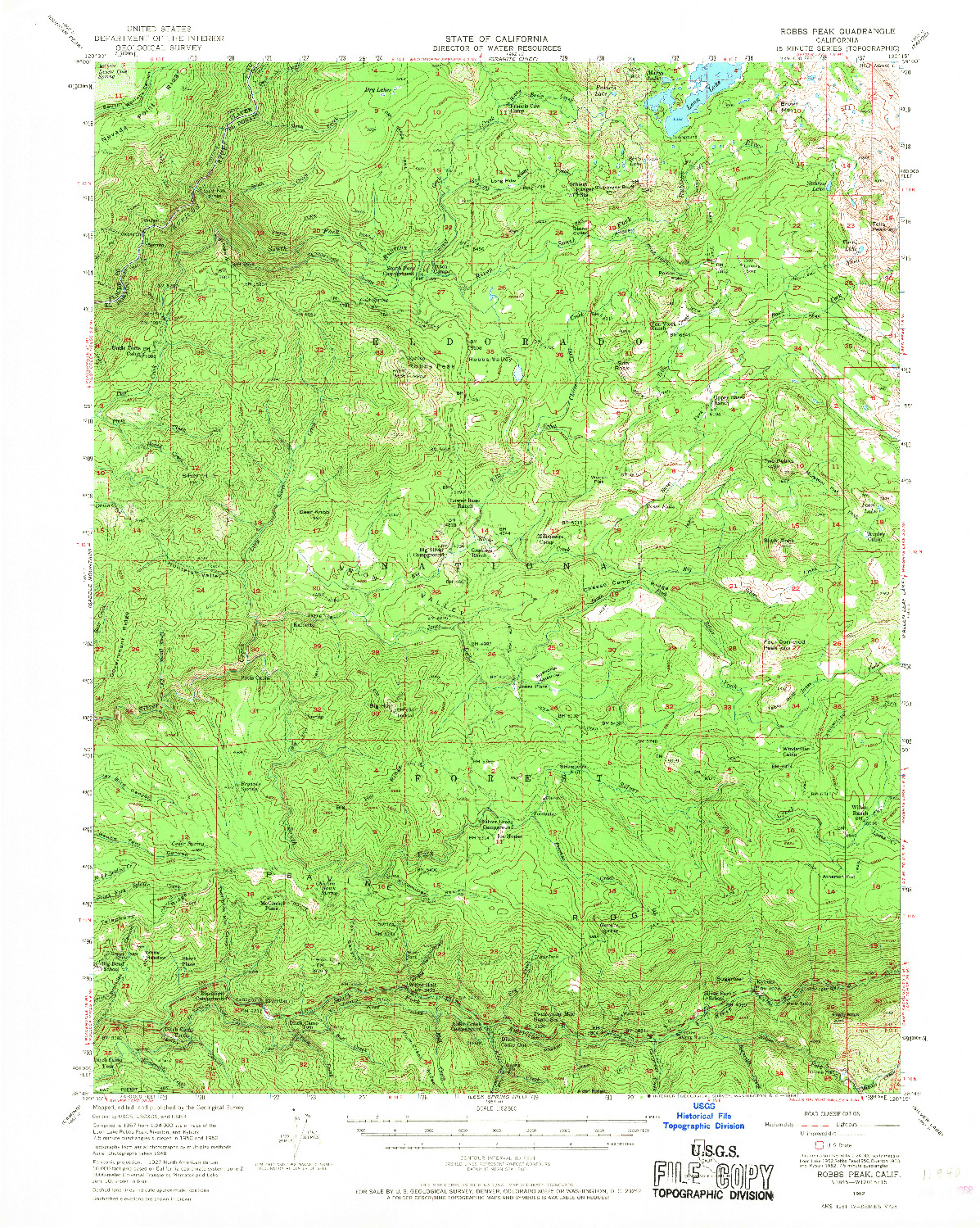 USGS 1:62500-SCALE QUADRANGLE FOR ROBBS PEAK, CA 1952