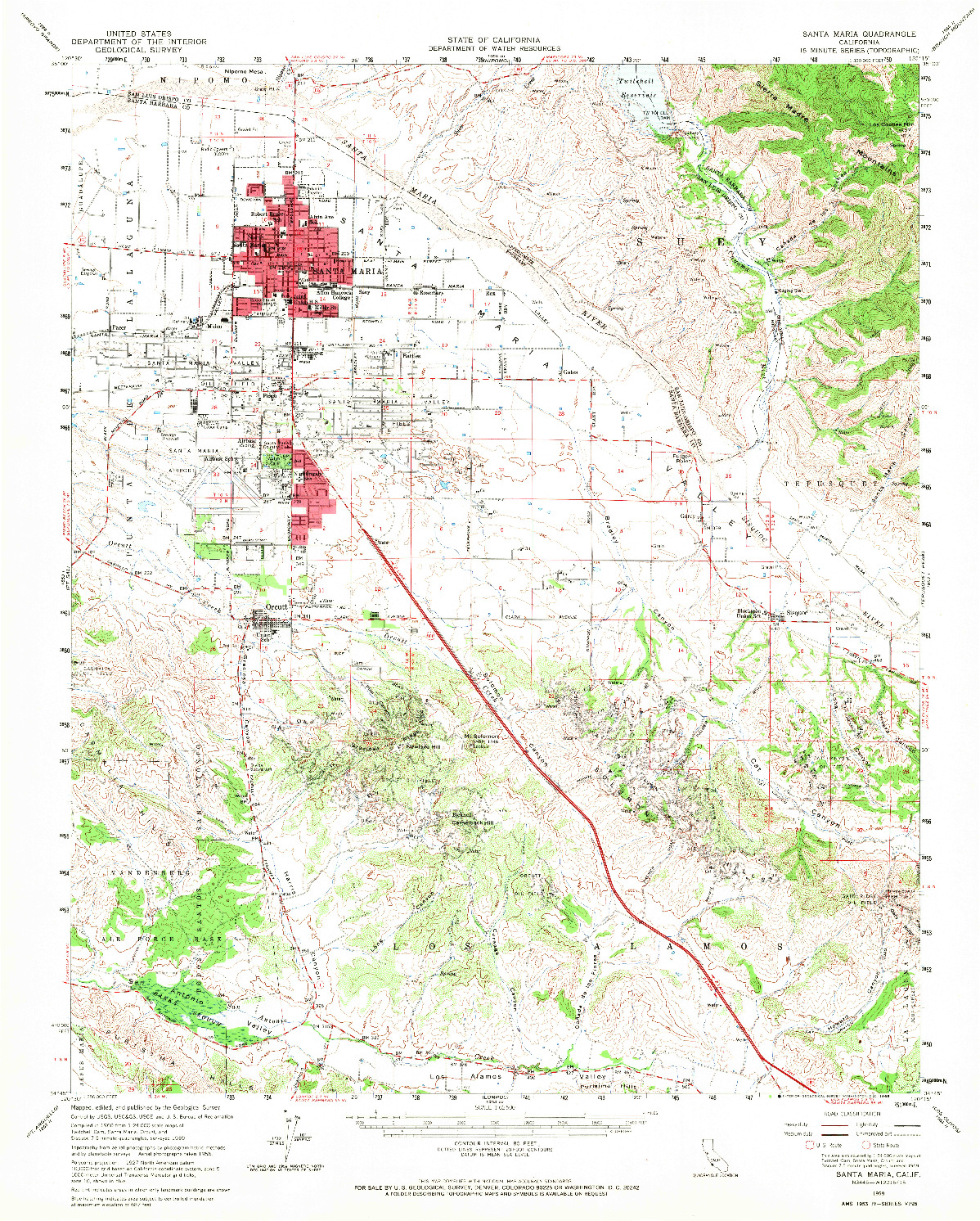 USGS 1:62500-SCALE QUADRANGLE FOR SANTA MARIA, CA 1959