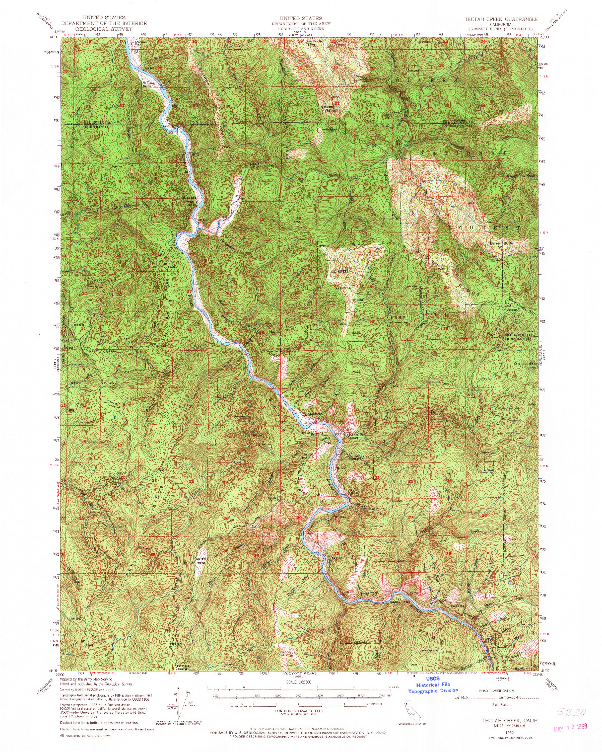 USGS 1:62500-SCALE QUADRANGLE FOR TECTAH CREEK, CA 1952