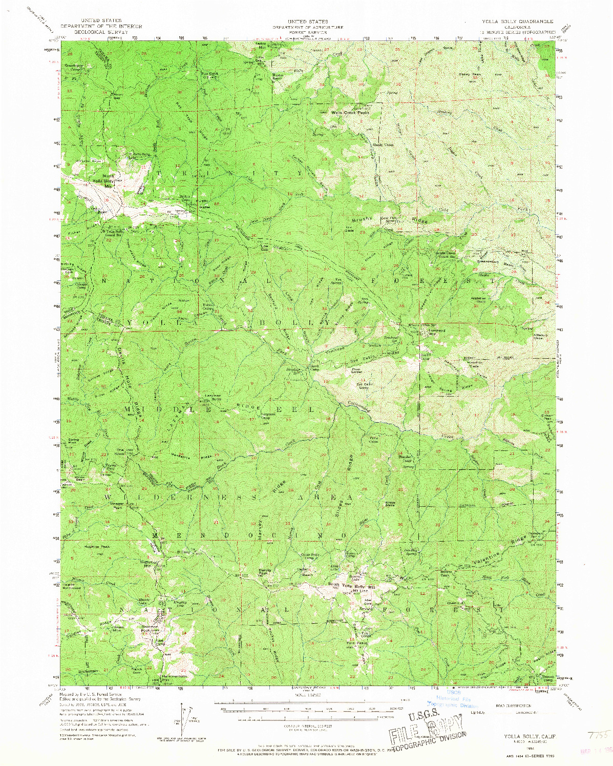 USGS 1:62500-SCALE QUADRANGLE FOR YOLLA BOLLY, CA 1954