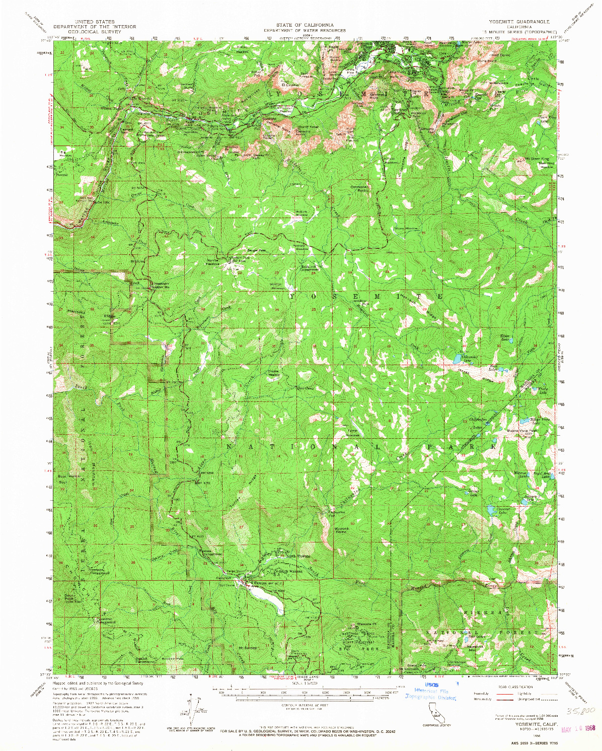 USGS 1:62500-SCALE QUADRANGLE FOR YOSEMITE, CA 1956