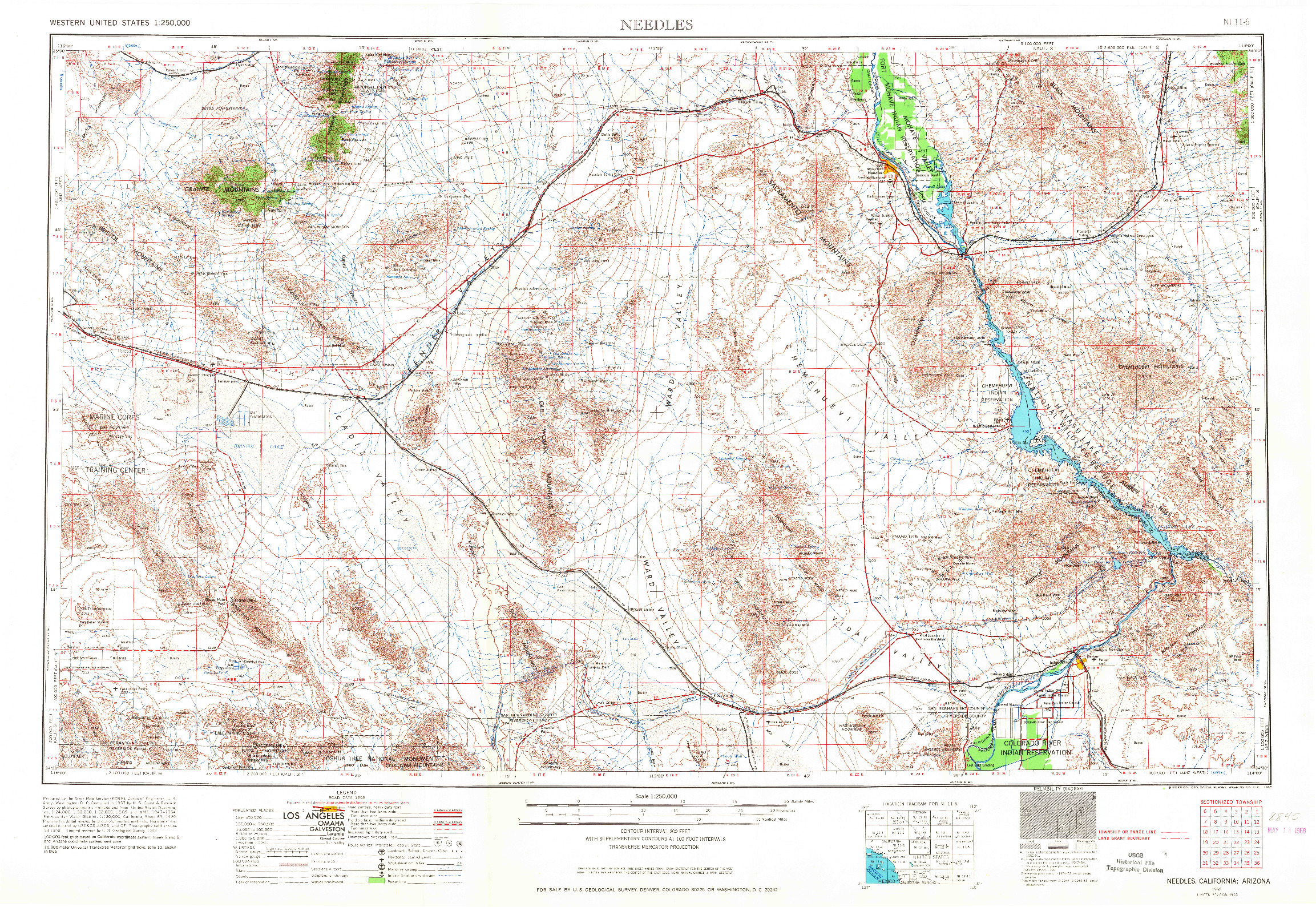 USGS 1:250000-SCALE QUADRANGLE FOR NEEDLES, CA 1956