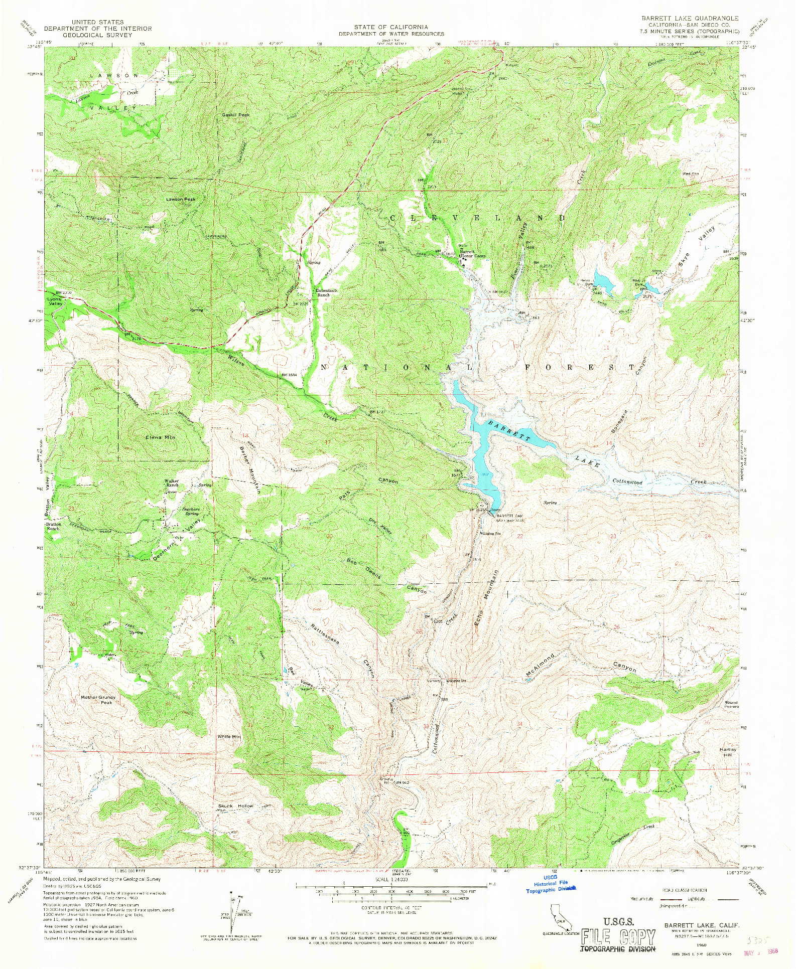 USGS 1:24000-SCALE QUADRANGLE FOR BARRETT LAKE, CA 1960