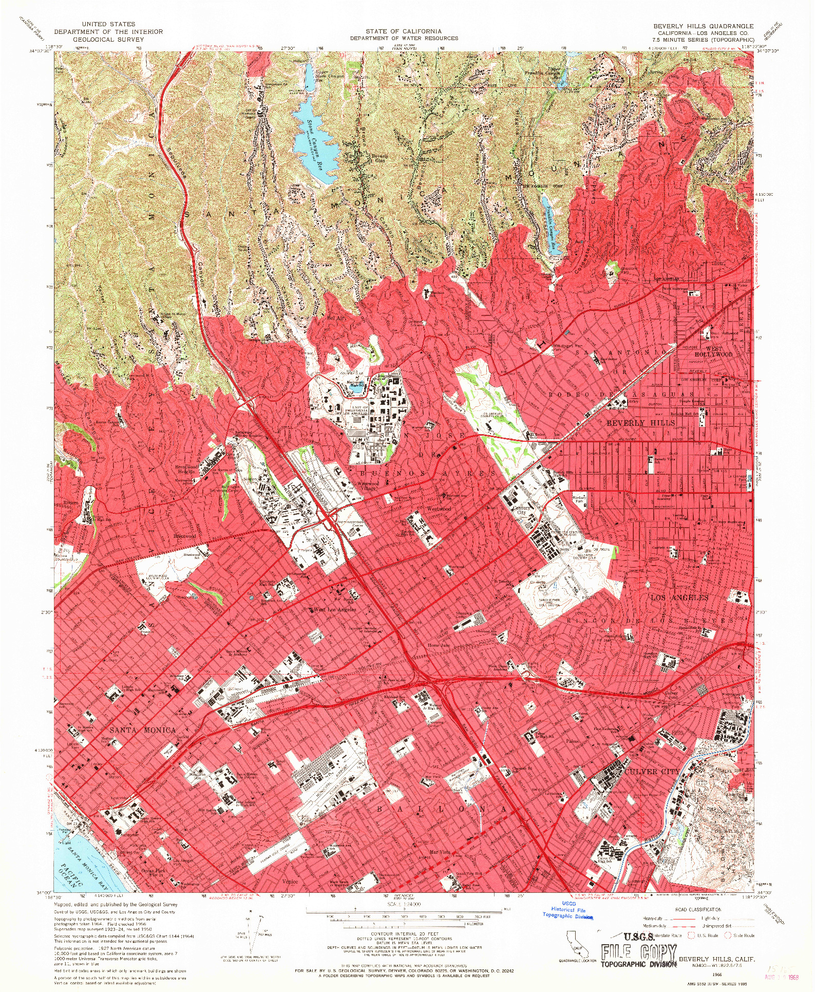 USGS 1:24000-SCALE QUADRANGLE FOR BEVERLY HILLS, CA 1966