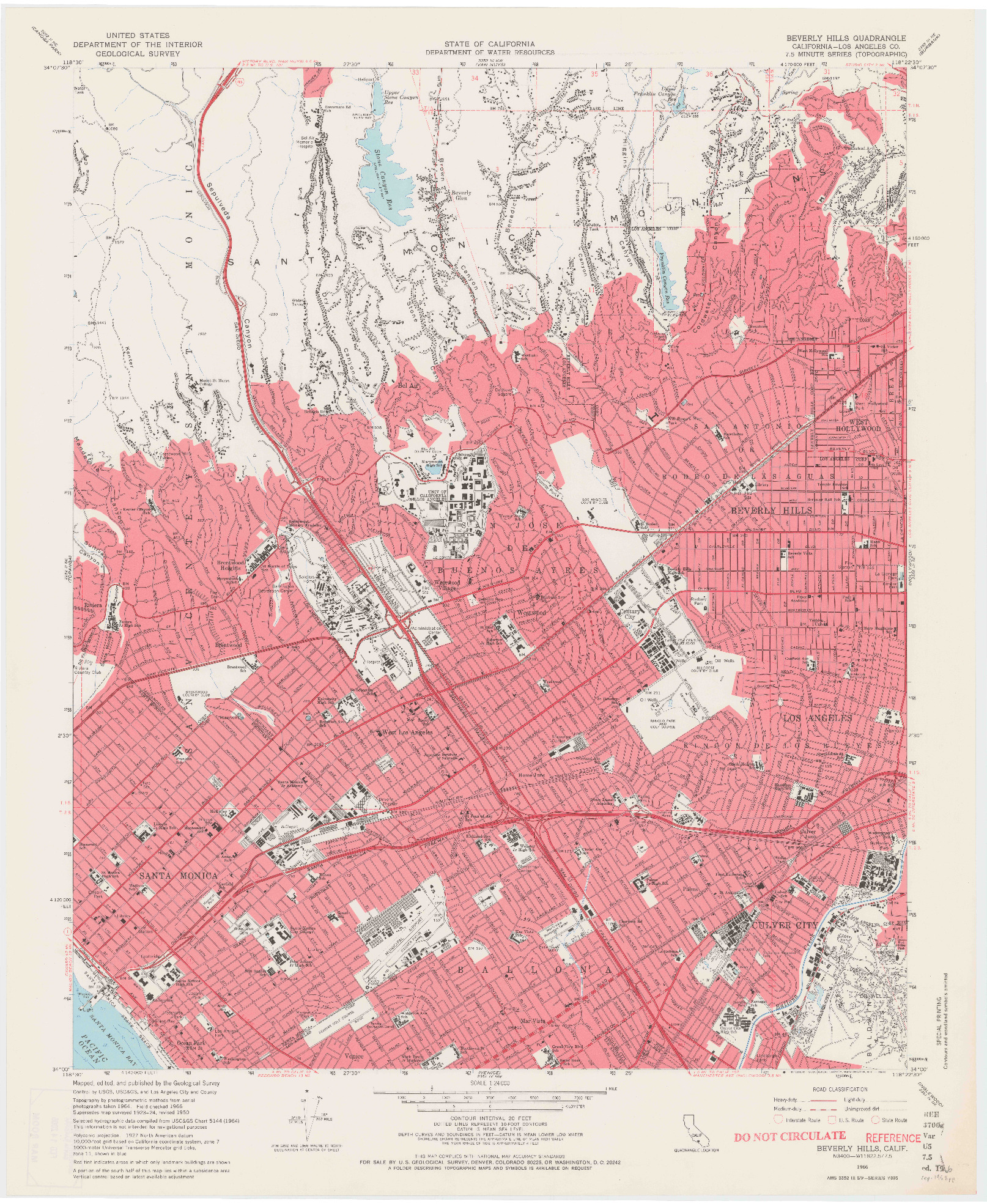 USGS 1:24000-SCALE QUADRANGLE FOR BEVERLY HILLS, CA 1966