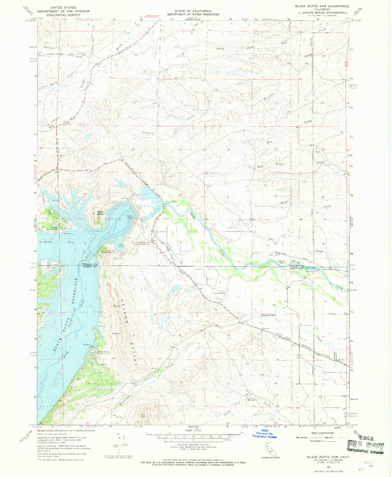 USGS 1:24000-SCALE QUADRANGLE FOR BLACK BUTTE DAM, CA 1967