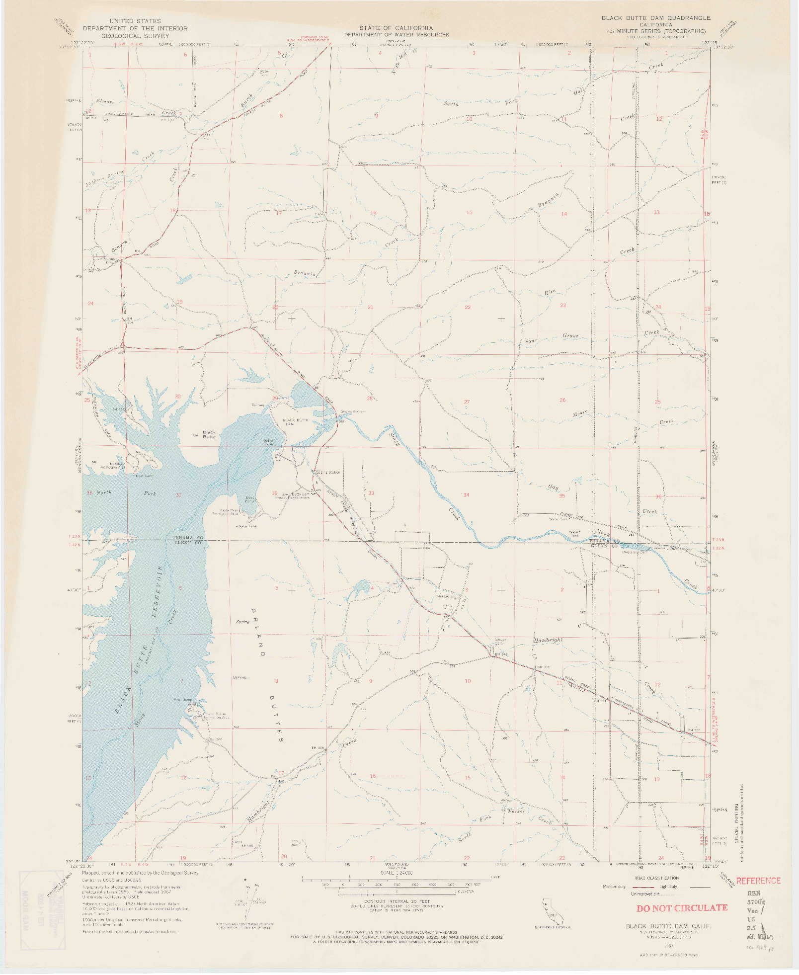 USGS 1:24000-SCALE QUADRANGLE FOR BLACK BUTTE DAM, CA 1967