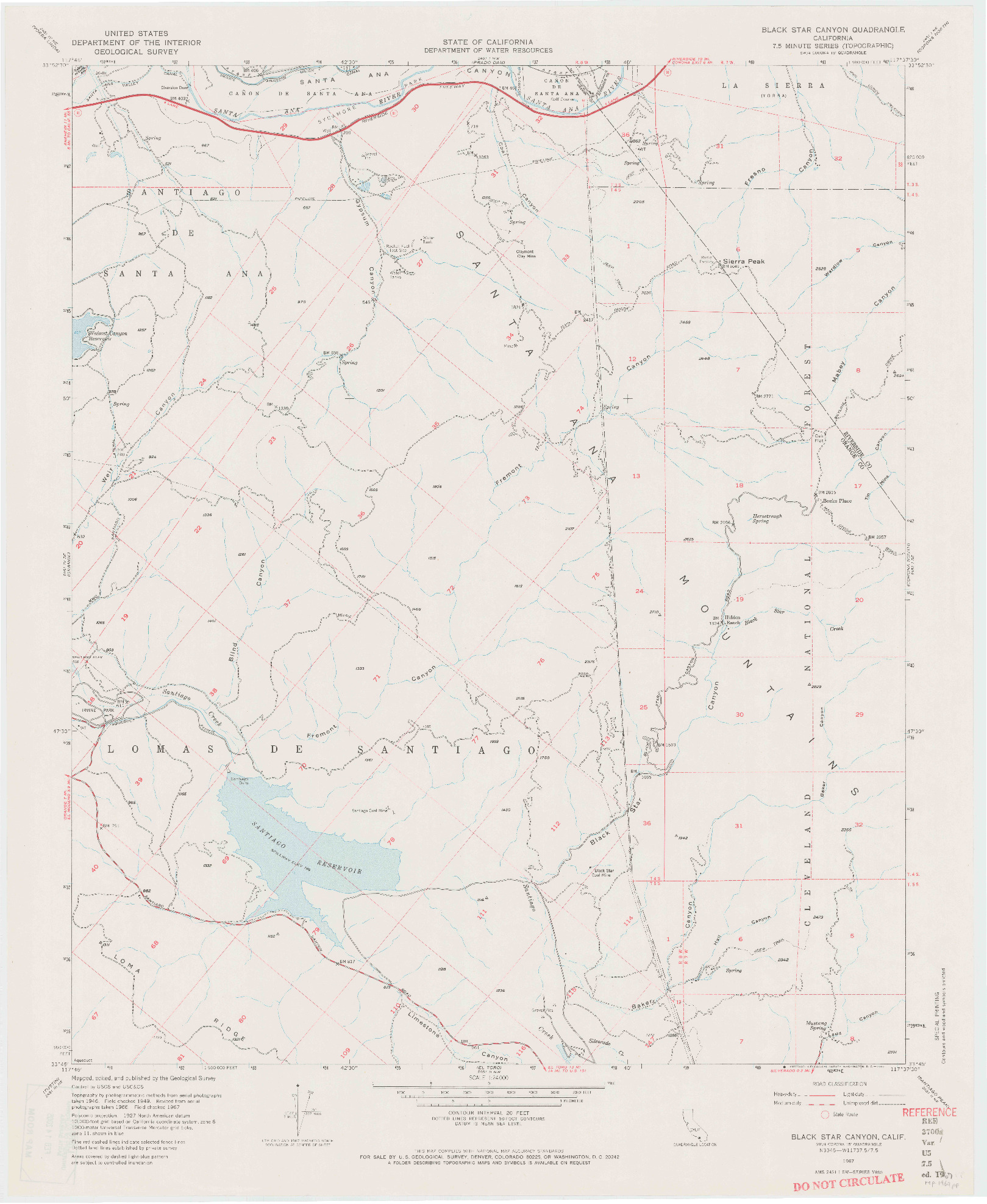 USGS 1:24000-SCALE QUADRANGLE FOR BLACK STAR CANYON, CA 1967