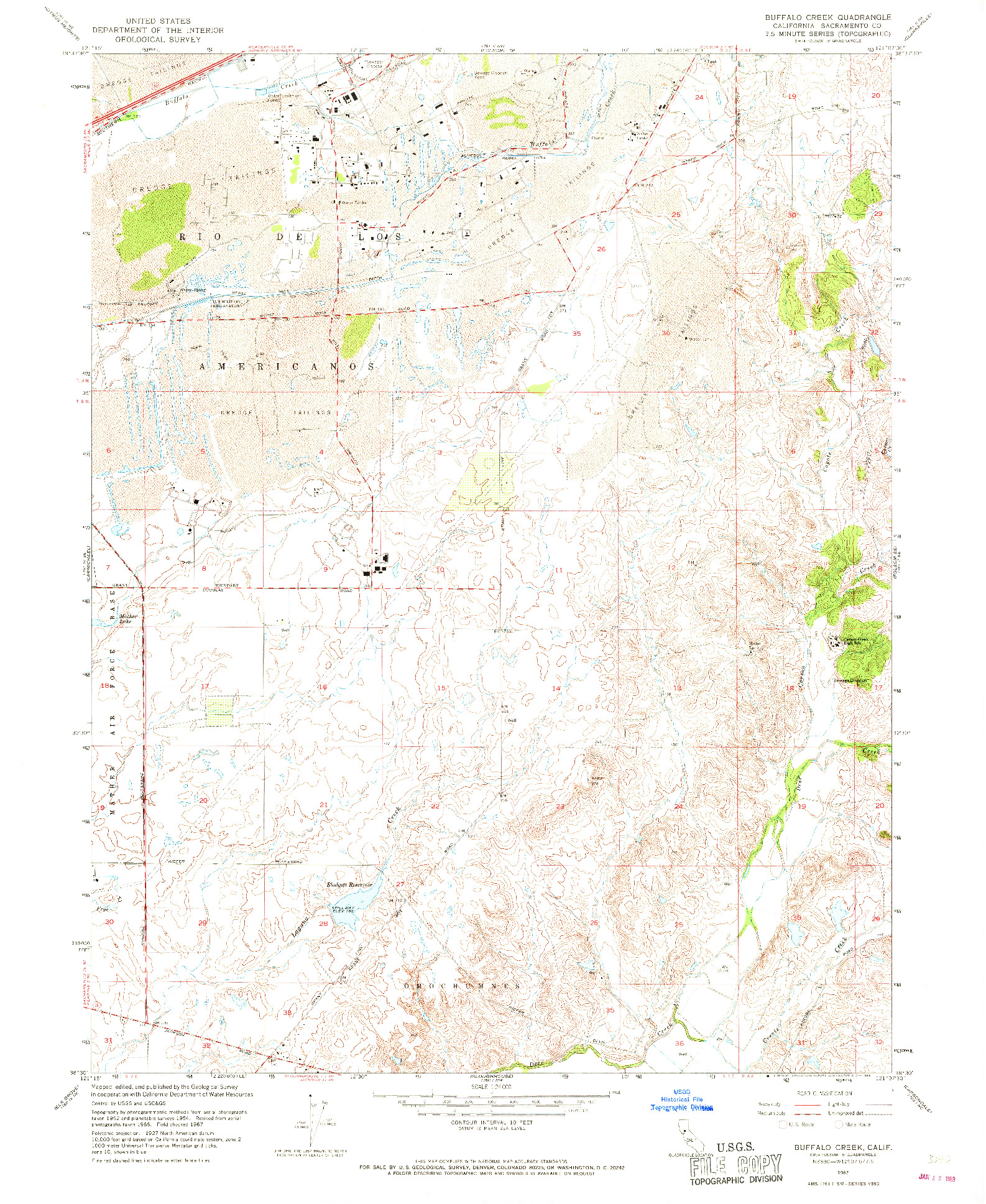 USGS 1:24000-SCALE QUADRANGLE FOR BUFFALO CREEK, CA 1967