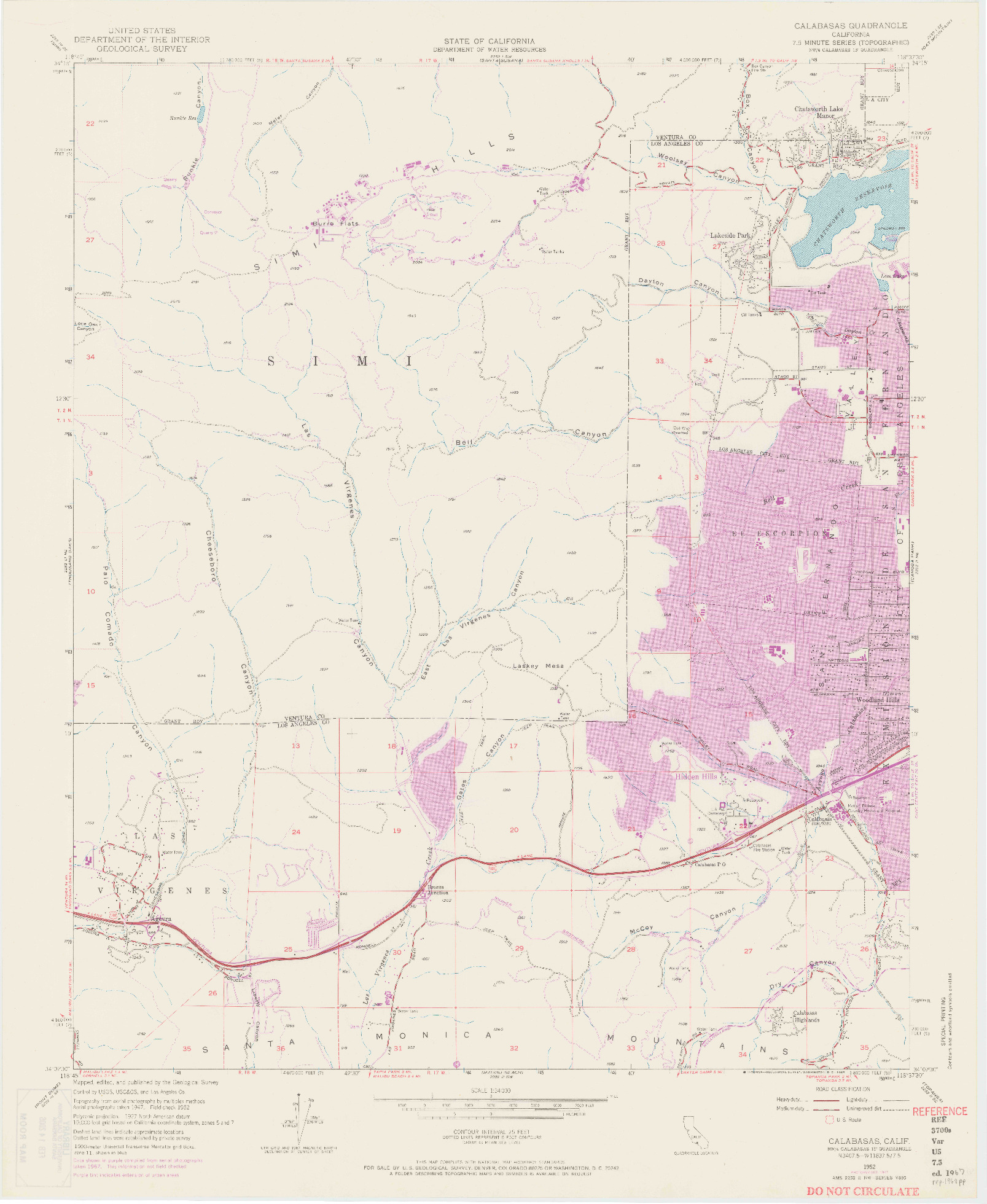 USGS 1:24000-SCALE QUADRANGLE FOR CALABASAS, CA 1952