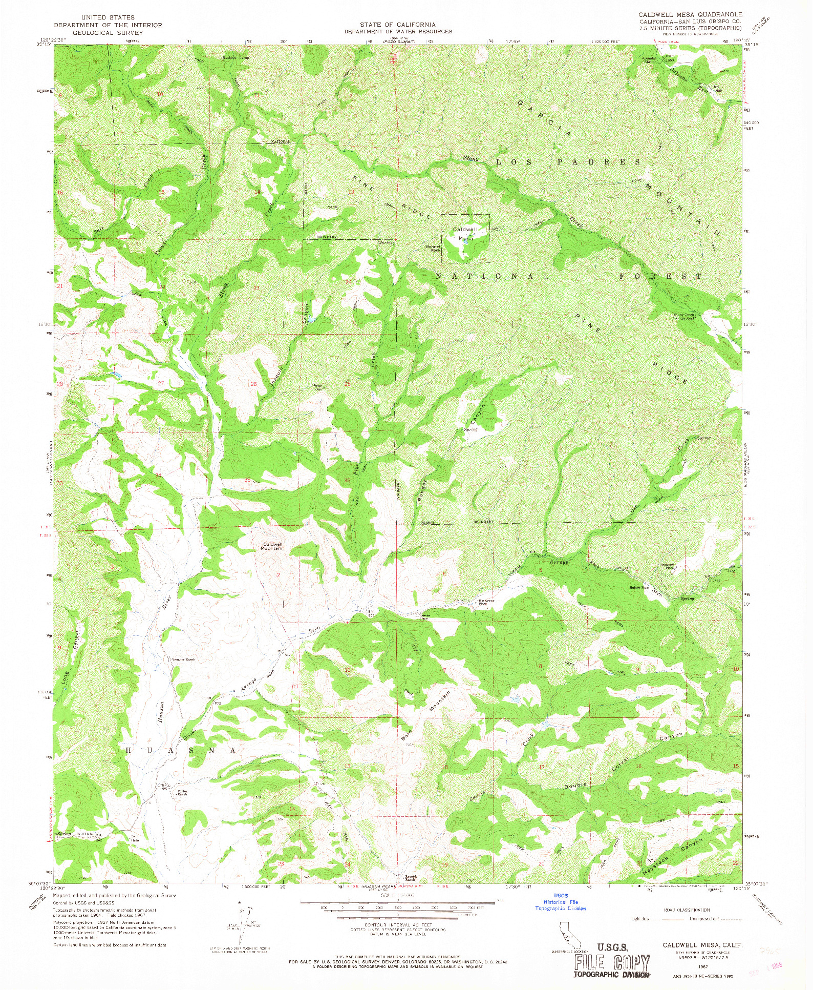 USGS 1:24000-SCALE QUADRANGLE FOR CALDWELL MESA, CA 1967