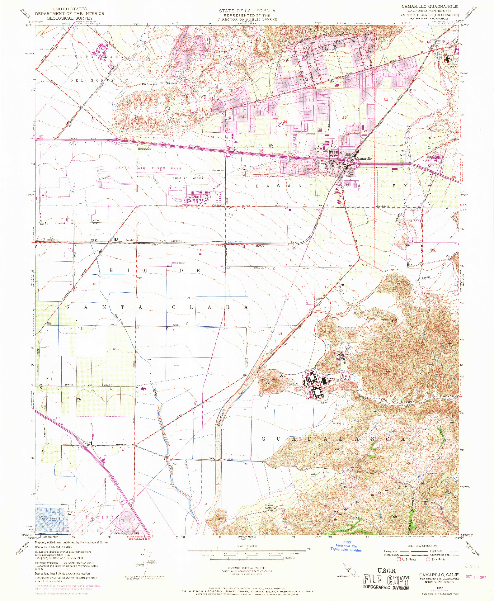 USGS 1:24000-SCALE QUADRANGLE FOR CAMARILLO, CA 1950