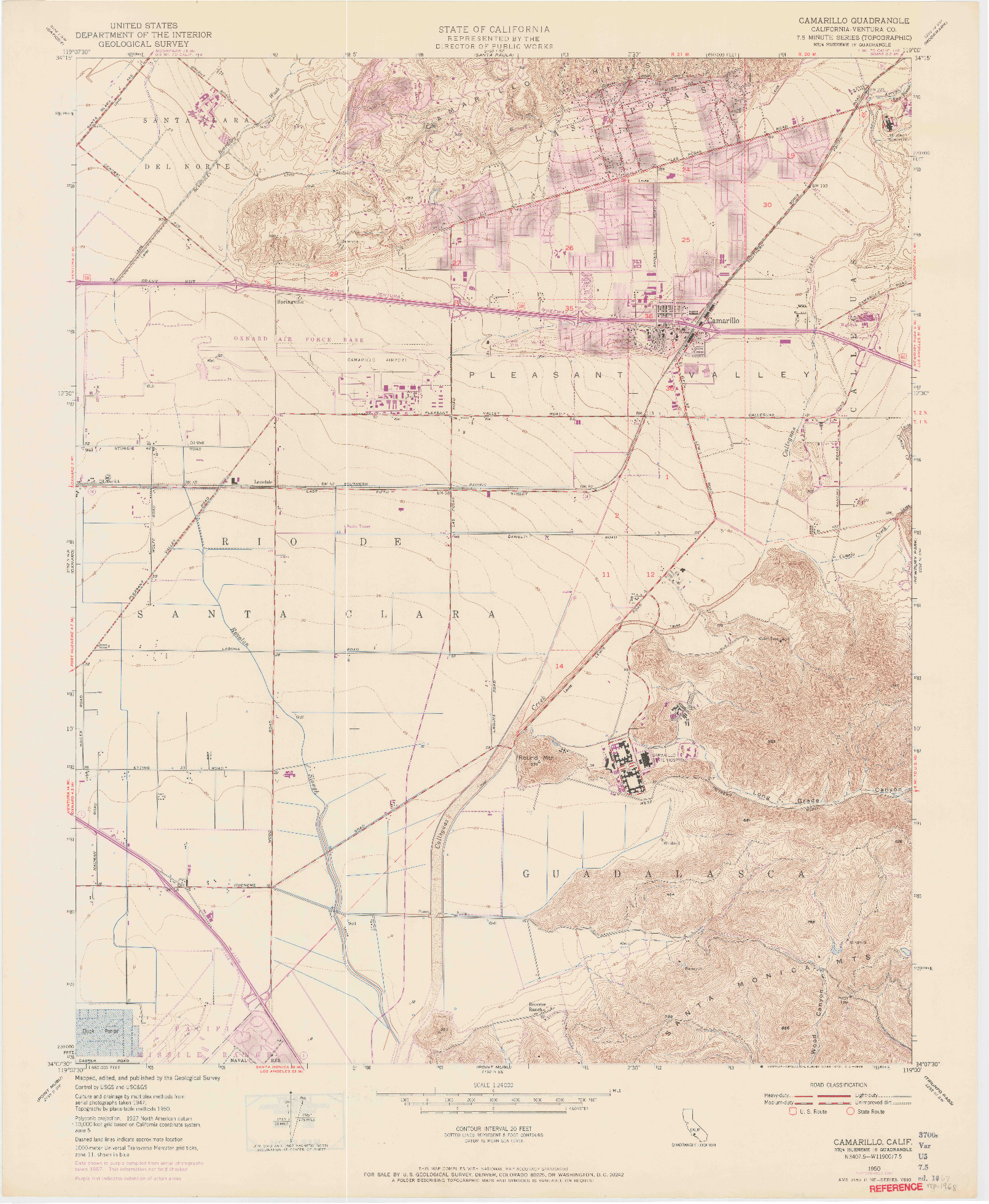 USGS 1:24000-SCALE QUADRANGLE FOR CAMARILLO, CA 1950